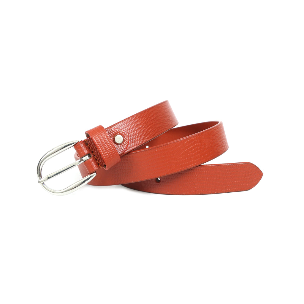 Berbanto Serpina – Amber Tan Top-Grain Leather Snake Texture Belt