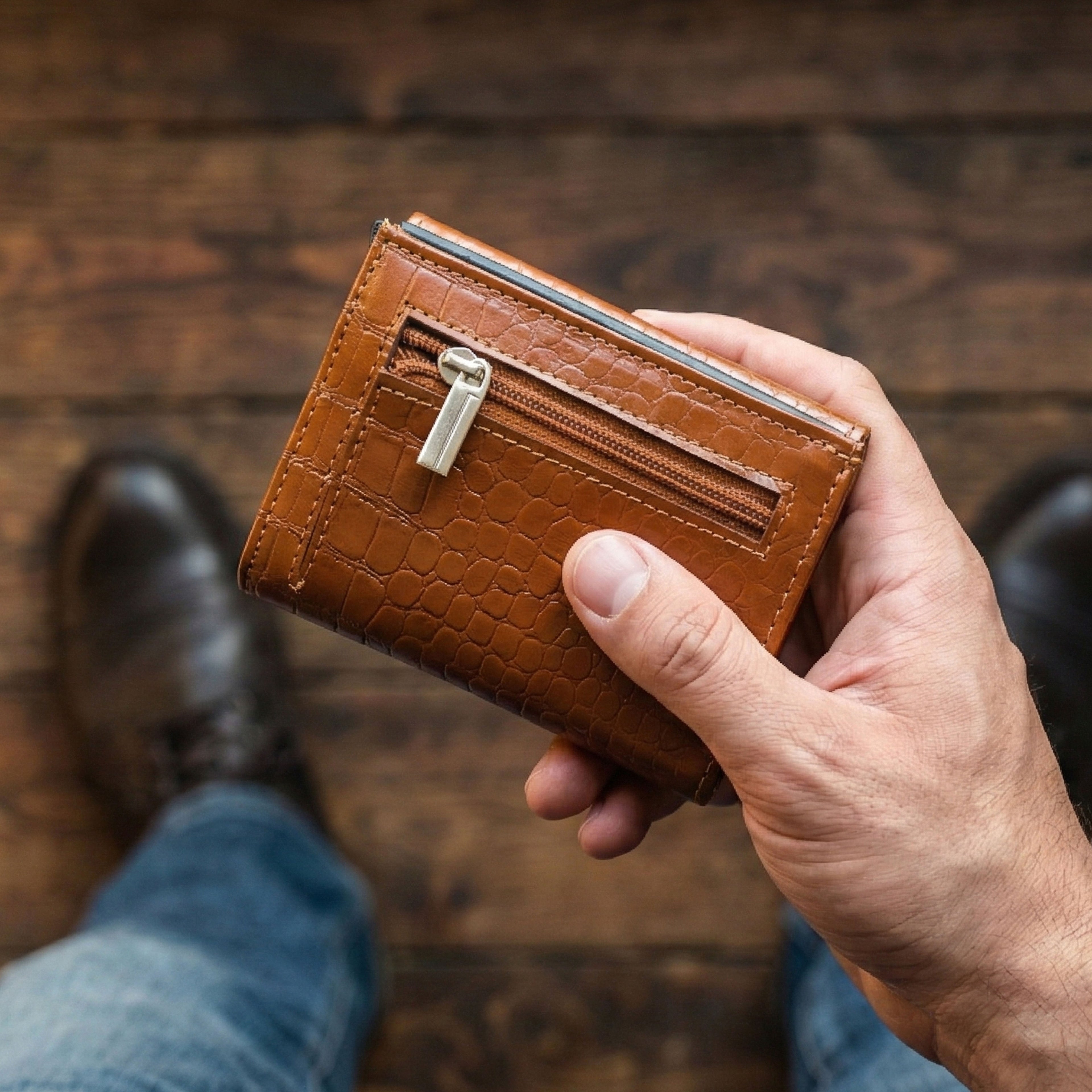 Berbanto Pop‑Up Shield Wallet - Saddle Cognac