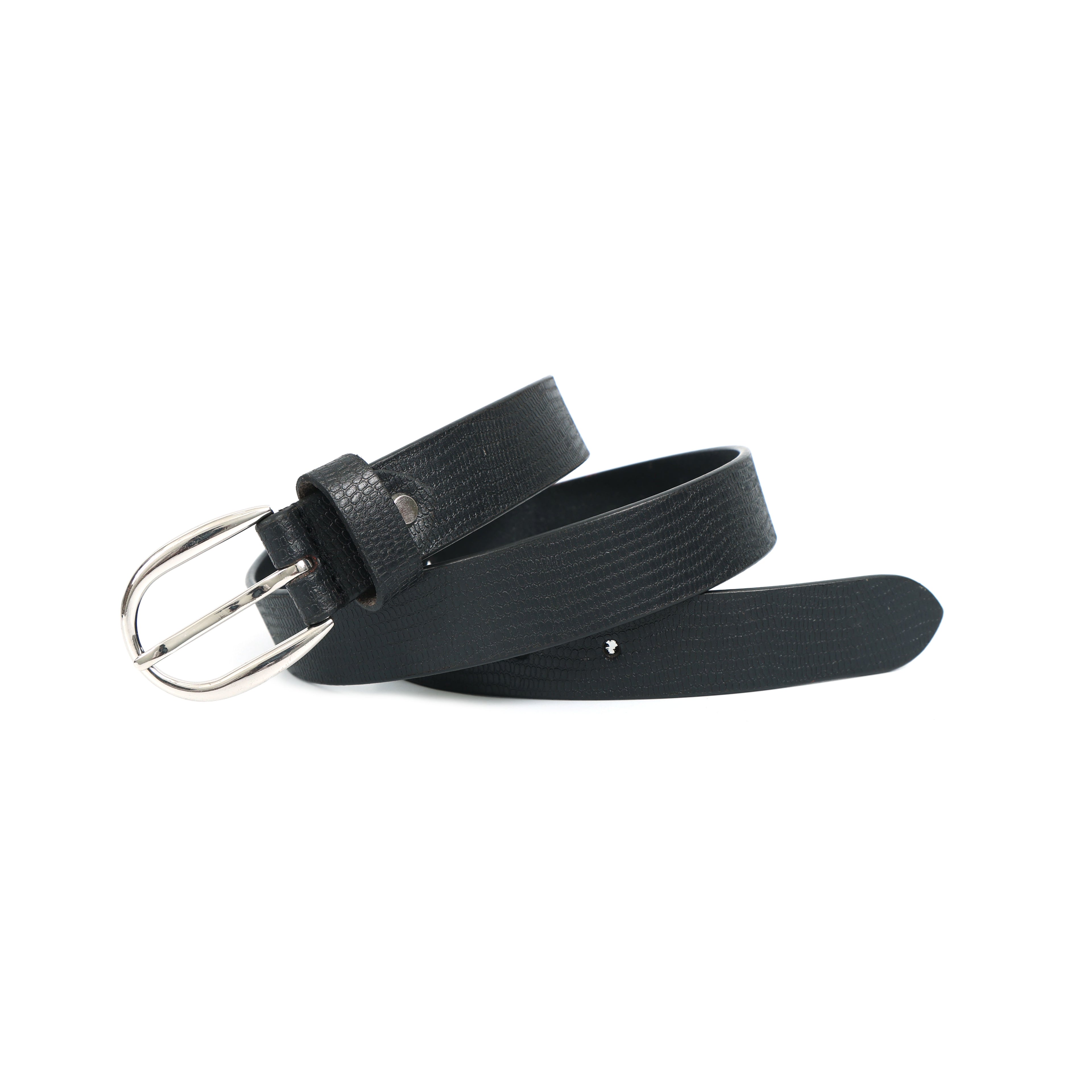 Berbanto Serpina – Midnight Black Top-Grain Leather Snake Texture Belt