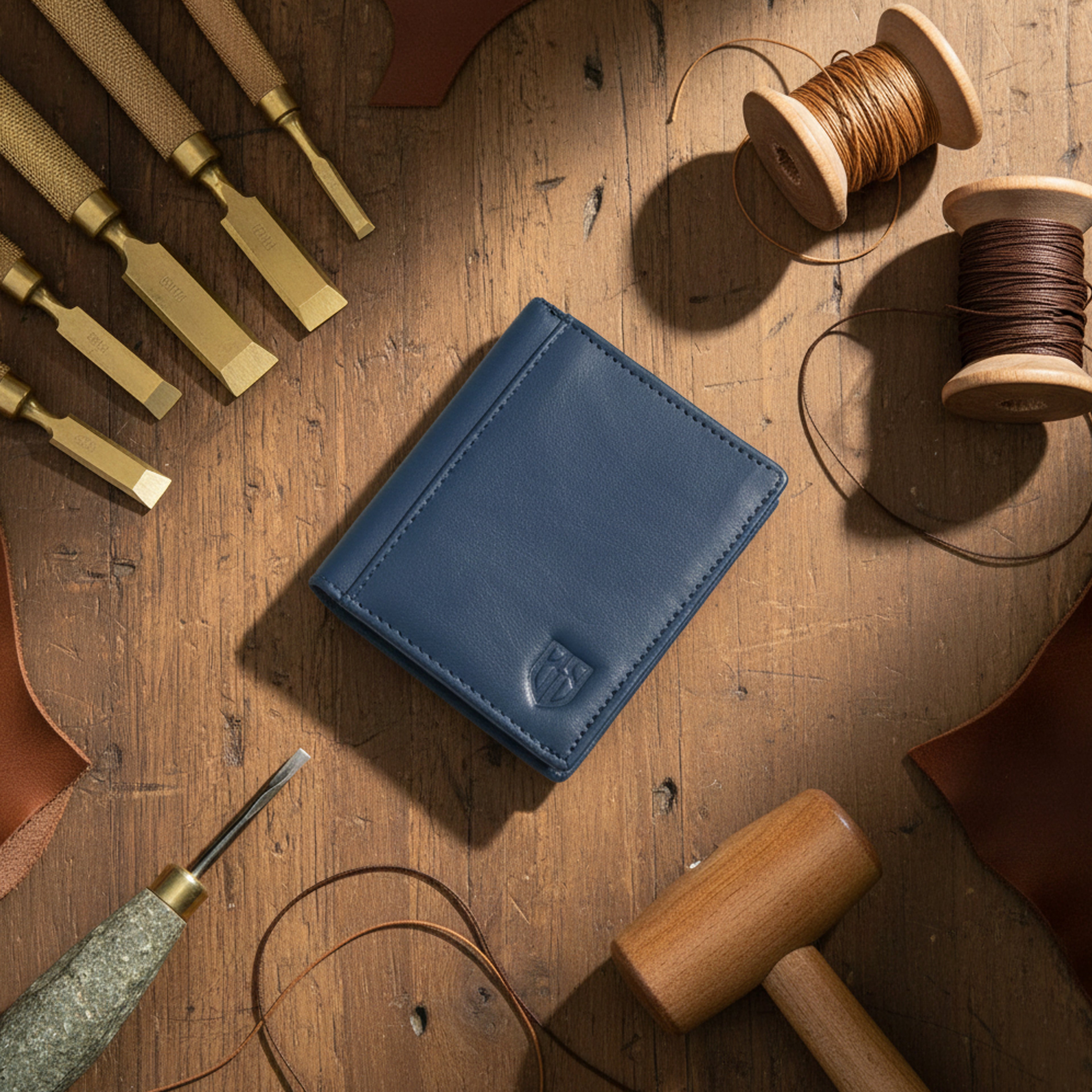 Berbanto Ocean Midnight Bifold Wallet – Full-Grain Leather