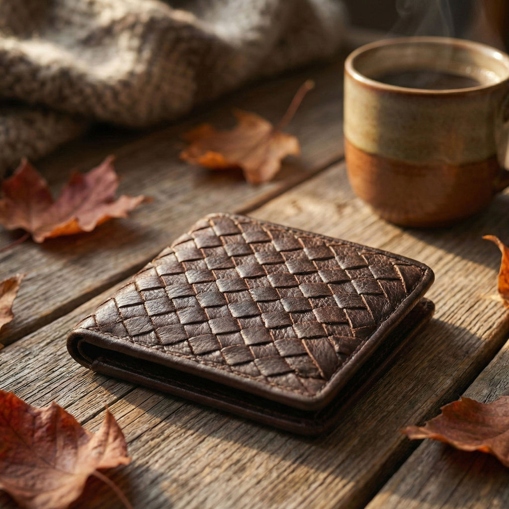 Berbanto Woven Luxe Bifold Wallet – Dark Mocha Weave