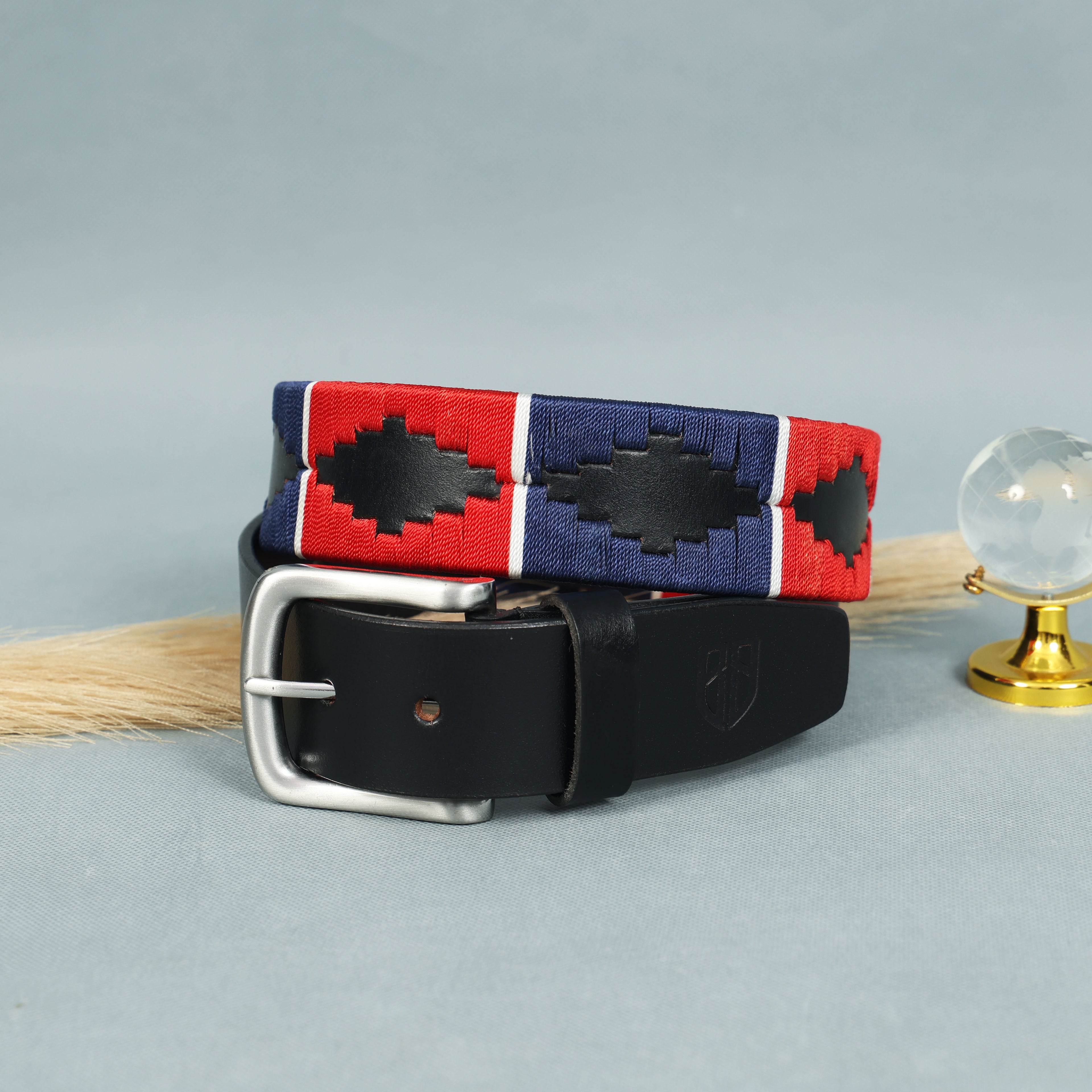 Polo Woven Black Leather Belt – Handcrafted Argentinian-Inspired Embroidered Belt with Silver Buckle