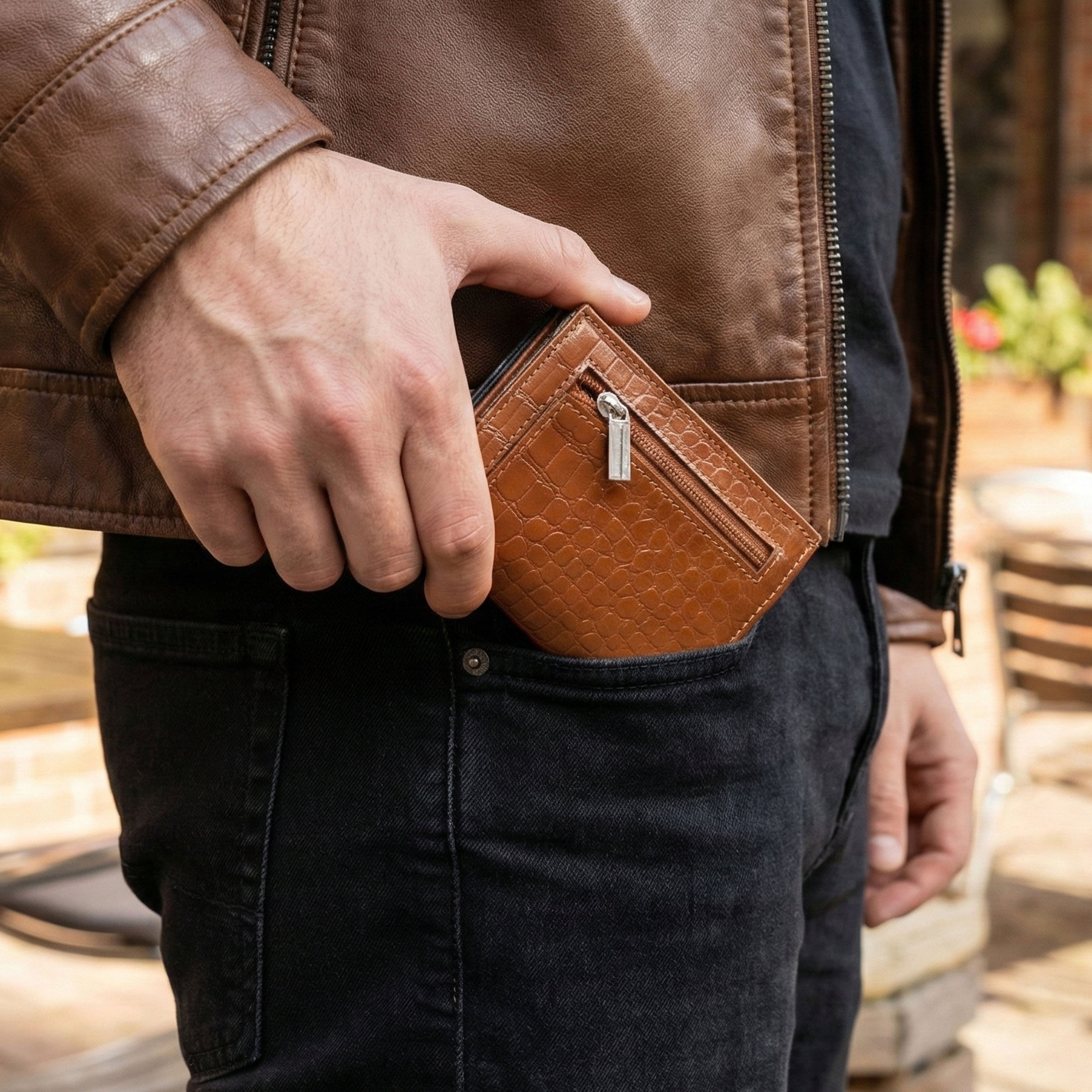 Berbanto Pop‑Up Shield Wallet - Saddle Cognac