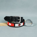 Gaucho Red Diamond Beaded Leather Belt – Handcrafted Western-Style Belt for Men & Women