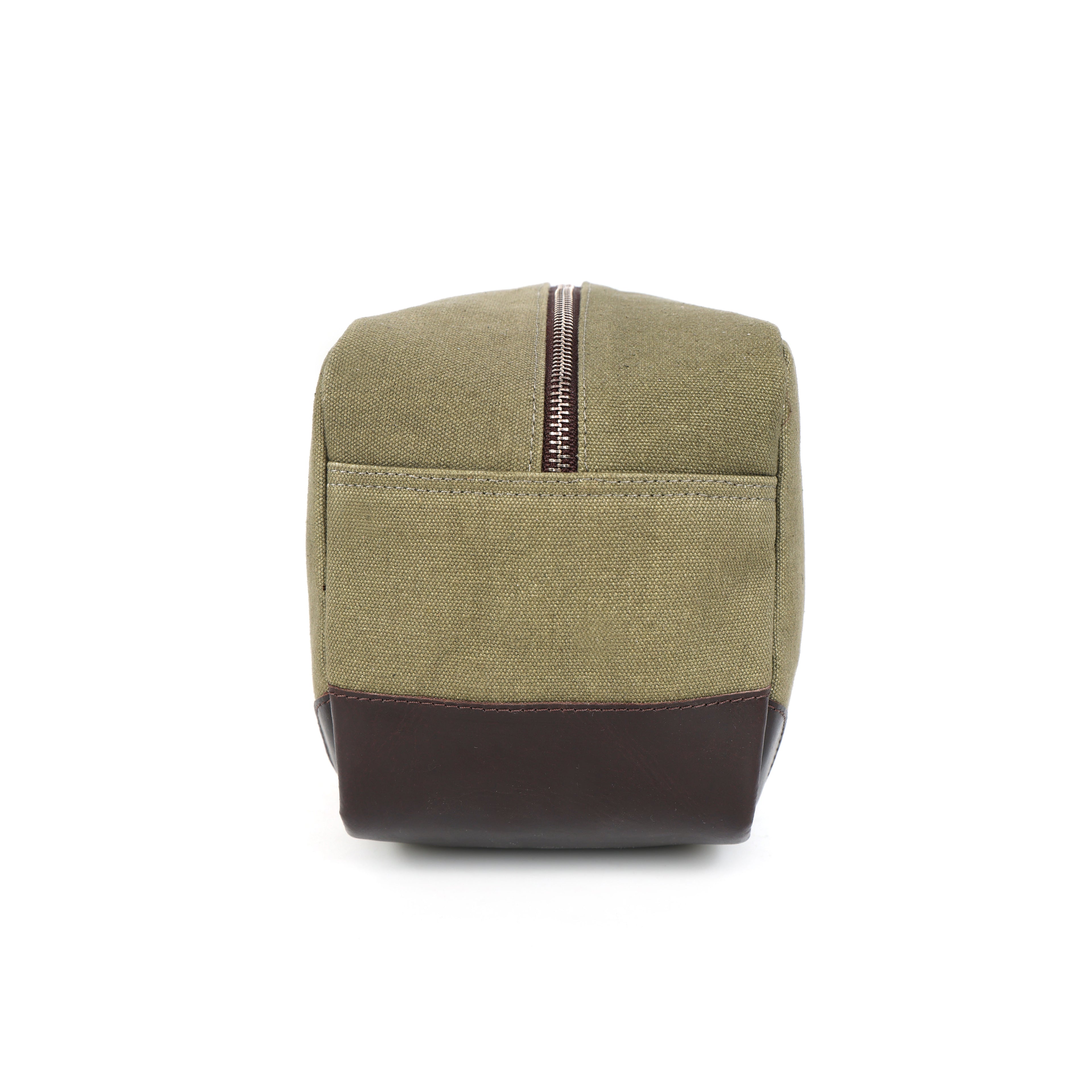 Urban Voyager Dopp Kit – Olive Canvas & Brown Leather Travel Toiletry Bag