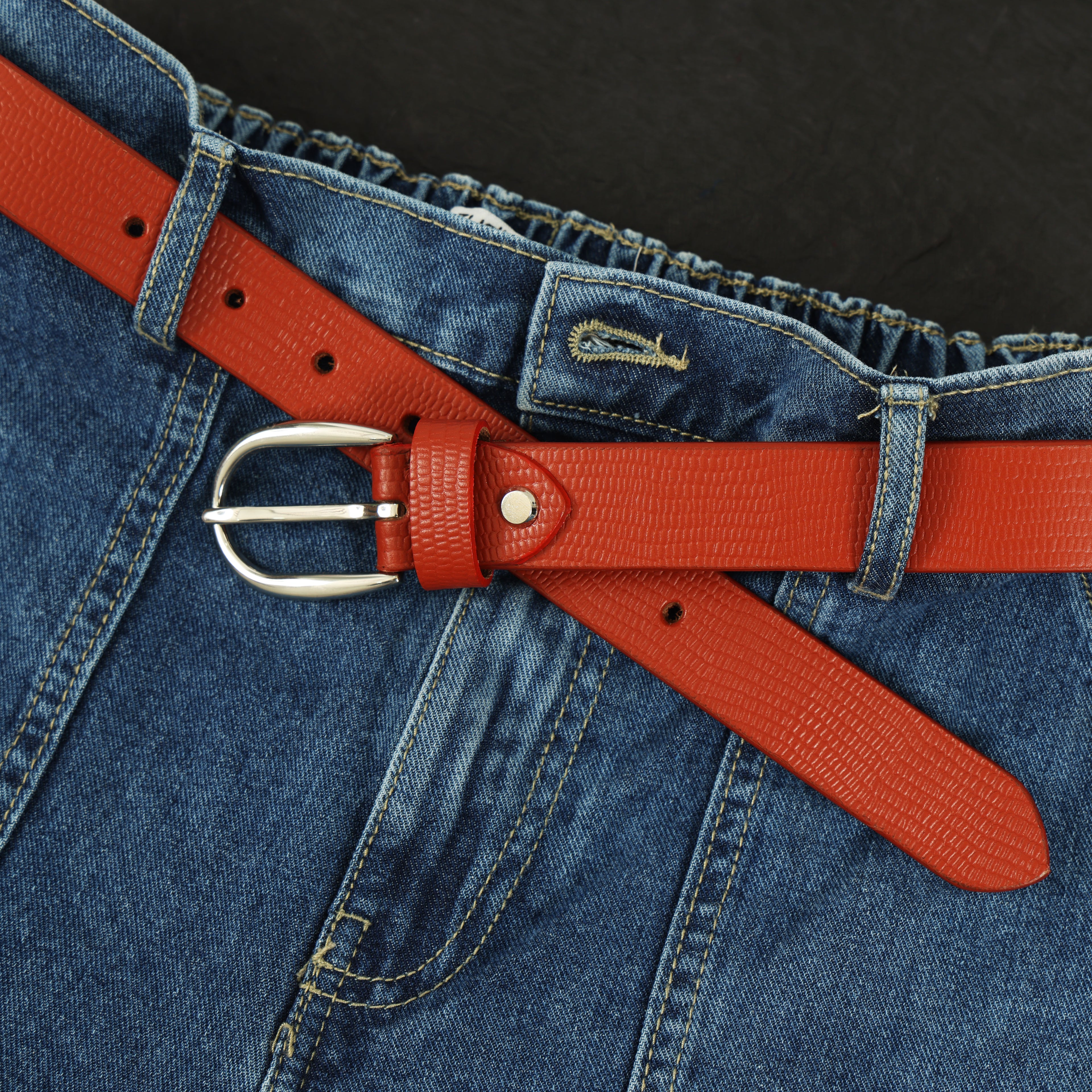 Berbanto Serpina – Amber Tan Top-Grain Leather Snake Texture Belt