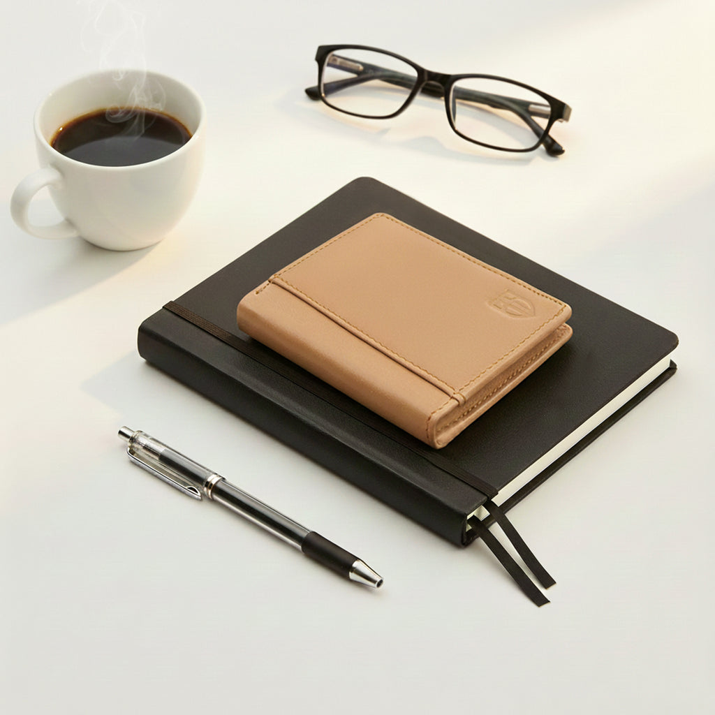 Berbanto Desert Sand Bifold Wallet – Minimal Full-Grain Leather