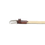 Golf Stretch Belt – Classic Beige with Brown Leather Trim