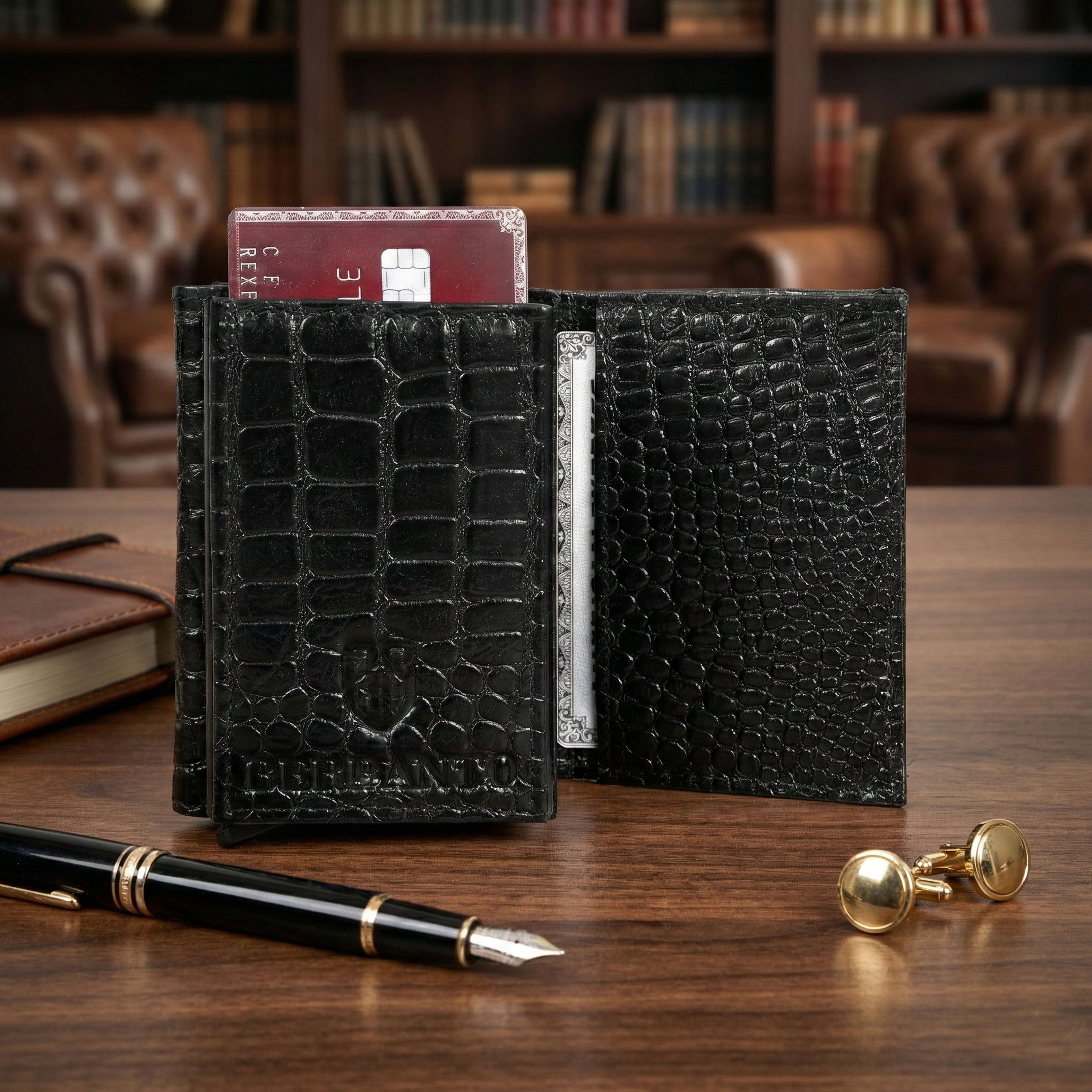 Berbanto Pop‑Up Shield Wallet - Obsidian Black