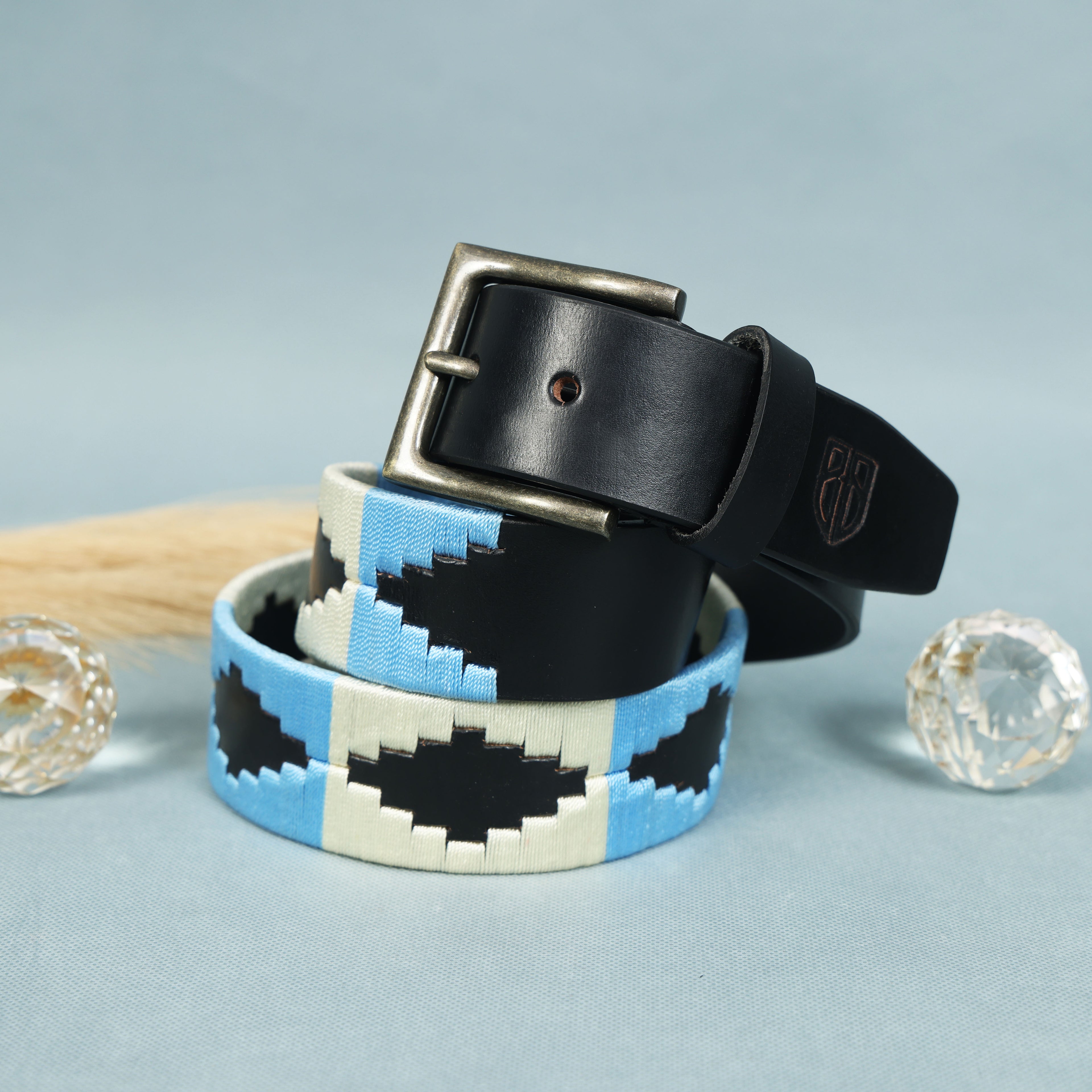 Polo Woven Black Leather Belt – Handcrafted Argentinian-Inspired Embroidered Belt with Antique Buckle