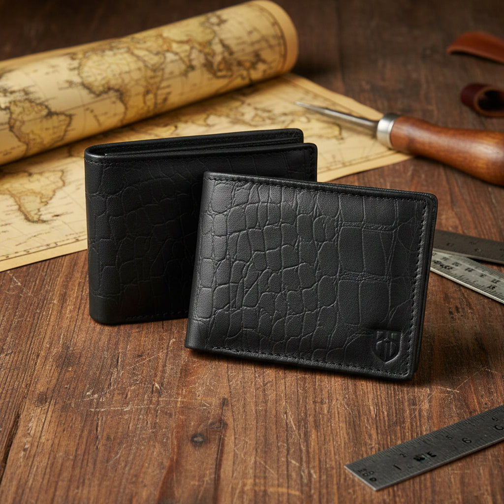 Berbanto Obsidian Croco Bifold Wallet