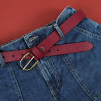 Berbanto Serpina – Wine Red Top-Grain Leather Snake Texture Belt