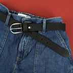 Berbanto Serpina – Midnight Black Top-Grain Leather Snake Texture Belt