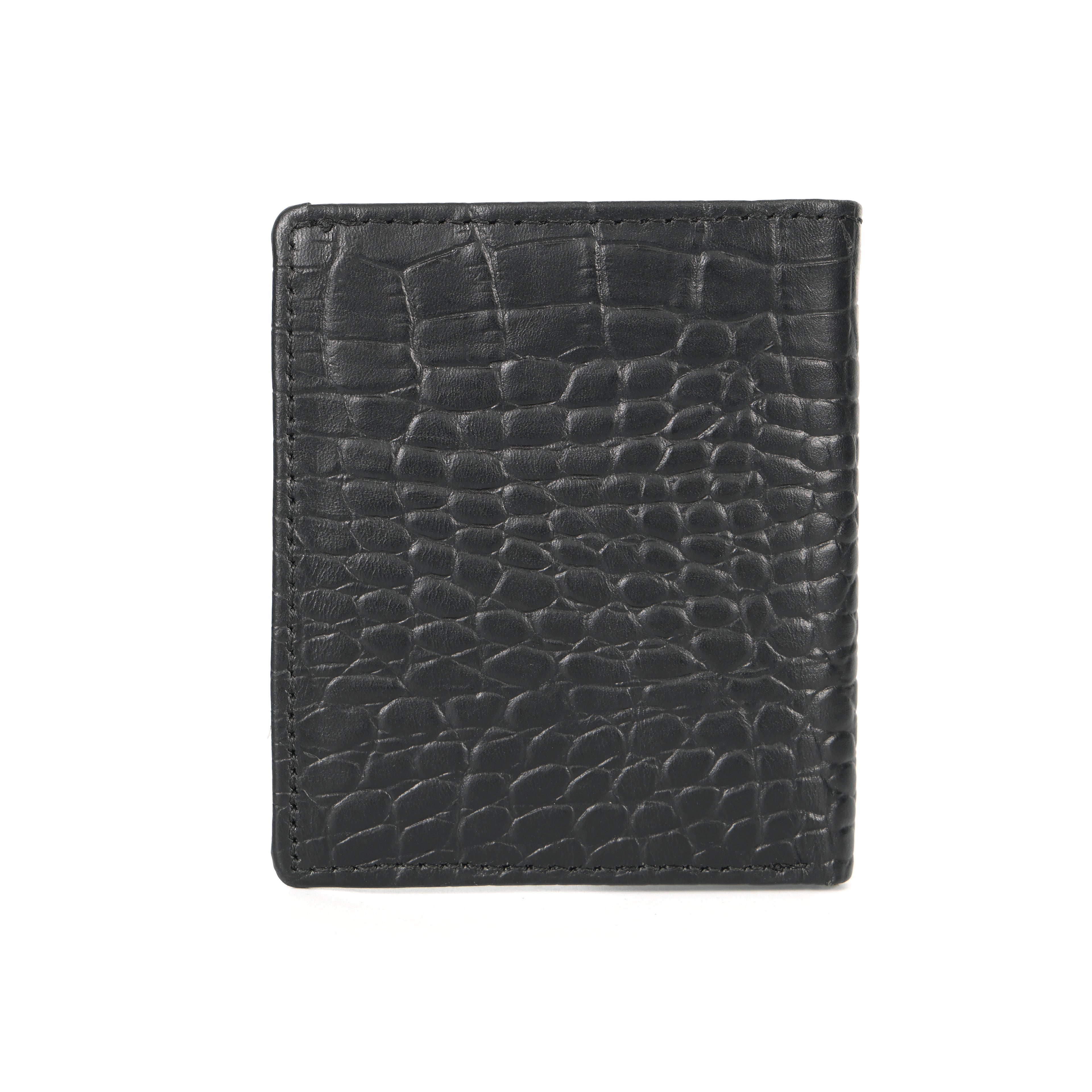 Berbanto Obsidian Croco Bifold Wallet – Full-Grain Leather