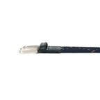 Golf Stretch Belt – Navy & Orange Dot with Black Leather Trim