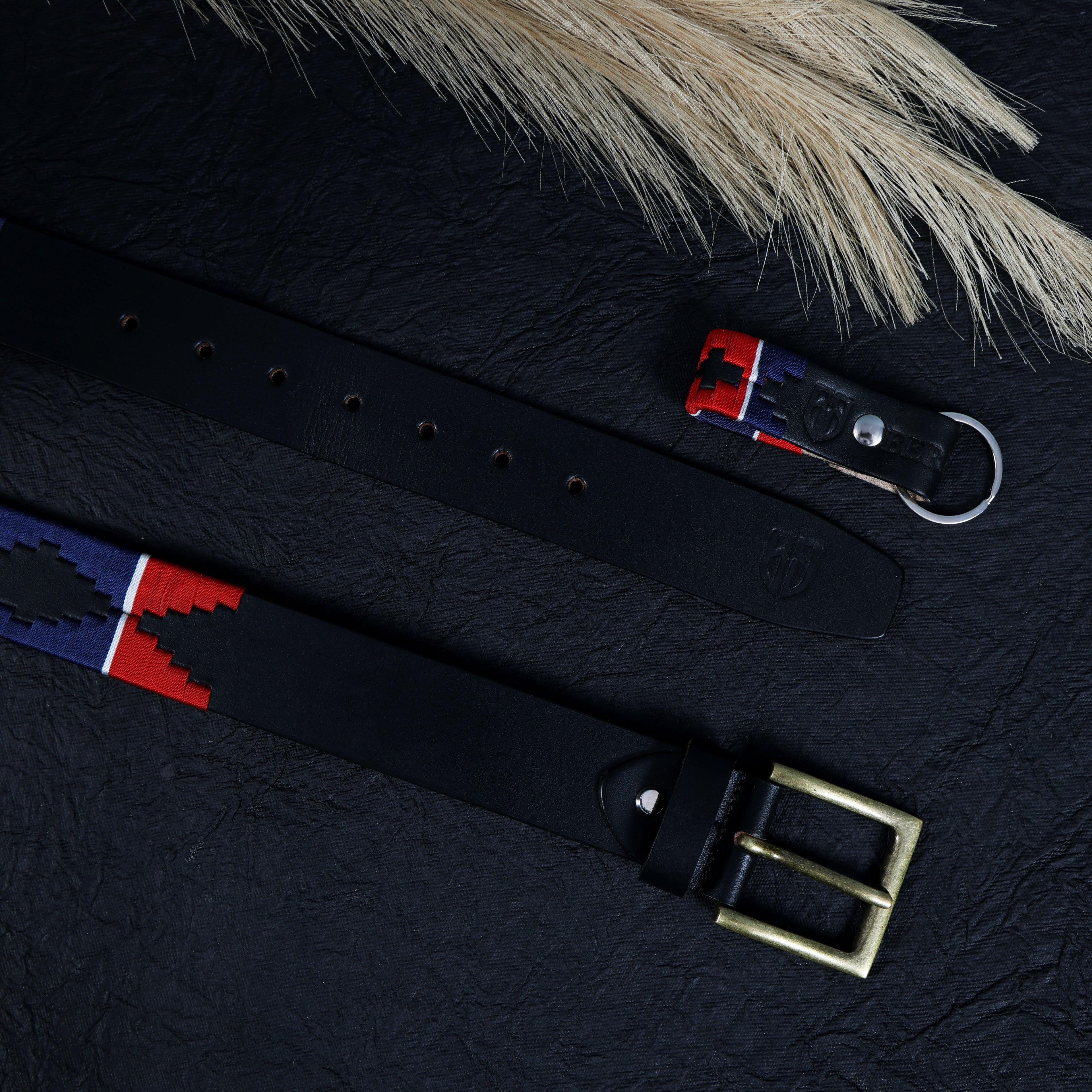 Polo Woven Black Leather Belt – Handcrafted Argentinian-Inspired Embroidered Belt with Golden Buckle