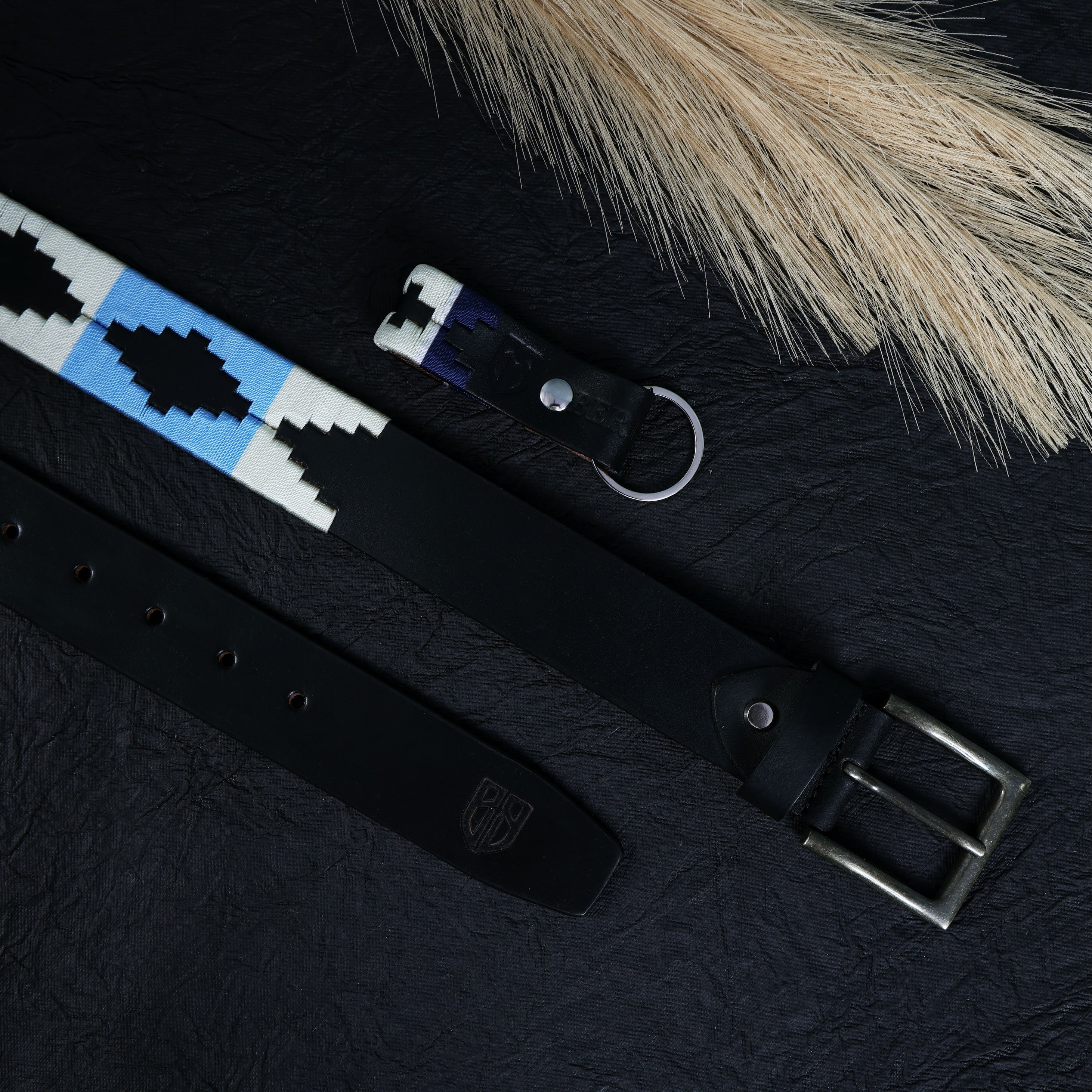 Polo Woven Black Leather Belt – Handcrafted Argentinian-Inspired Embroidered Belt with Antique Buckle