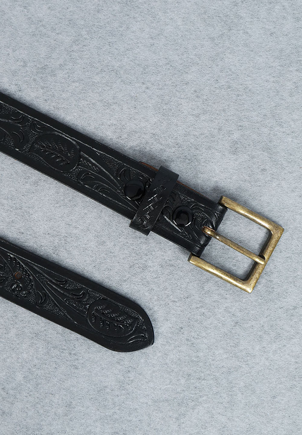 Black Leather Western Belt with Western Engraved Black Buckle + Free Antique Plain Buckle