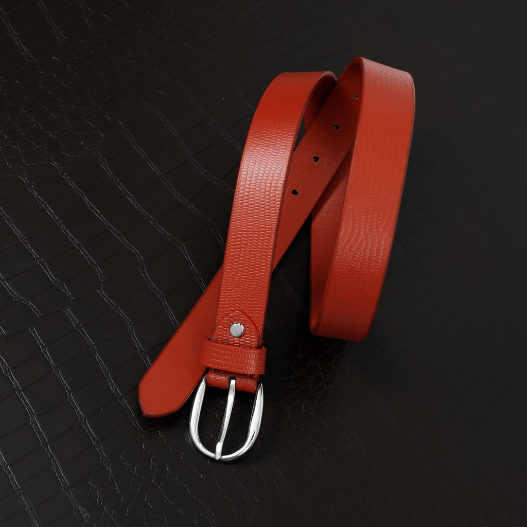 Berbanto Serpina – Amber Tan Top-Grain Leather Snake Texture Belt