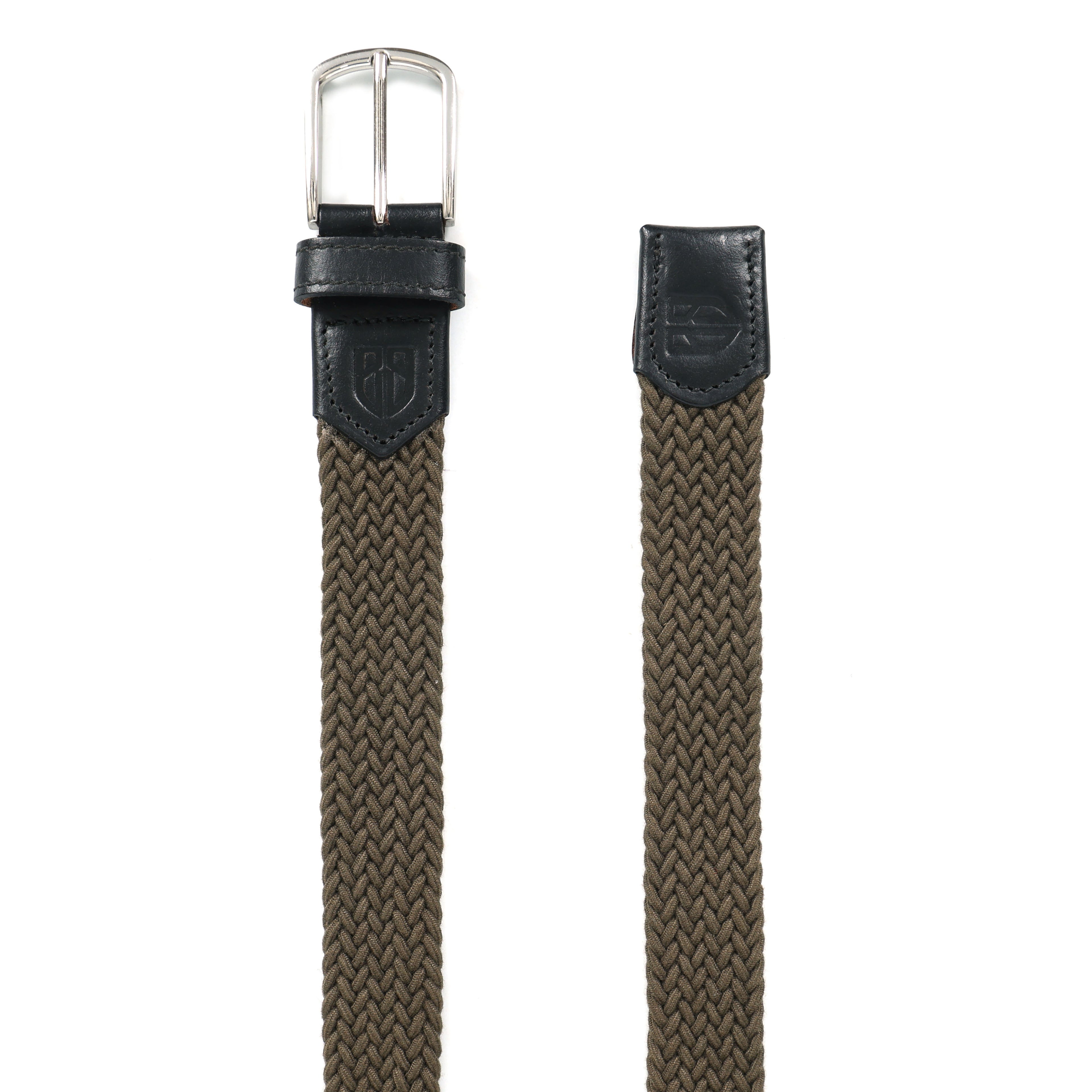 Golf Stretch Belt – Olive Green with Black Leather Trim