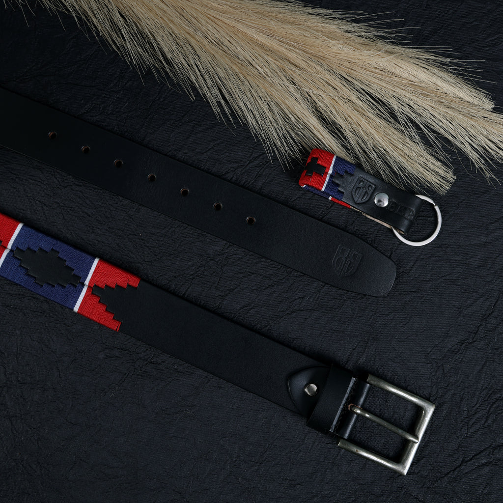 Polo Woven Black Leather Belt – Handcrafted Argentinian-Inspired Embroidered Belt with Antique Buckle
