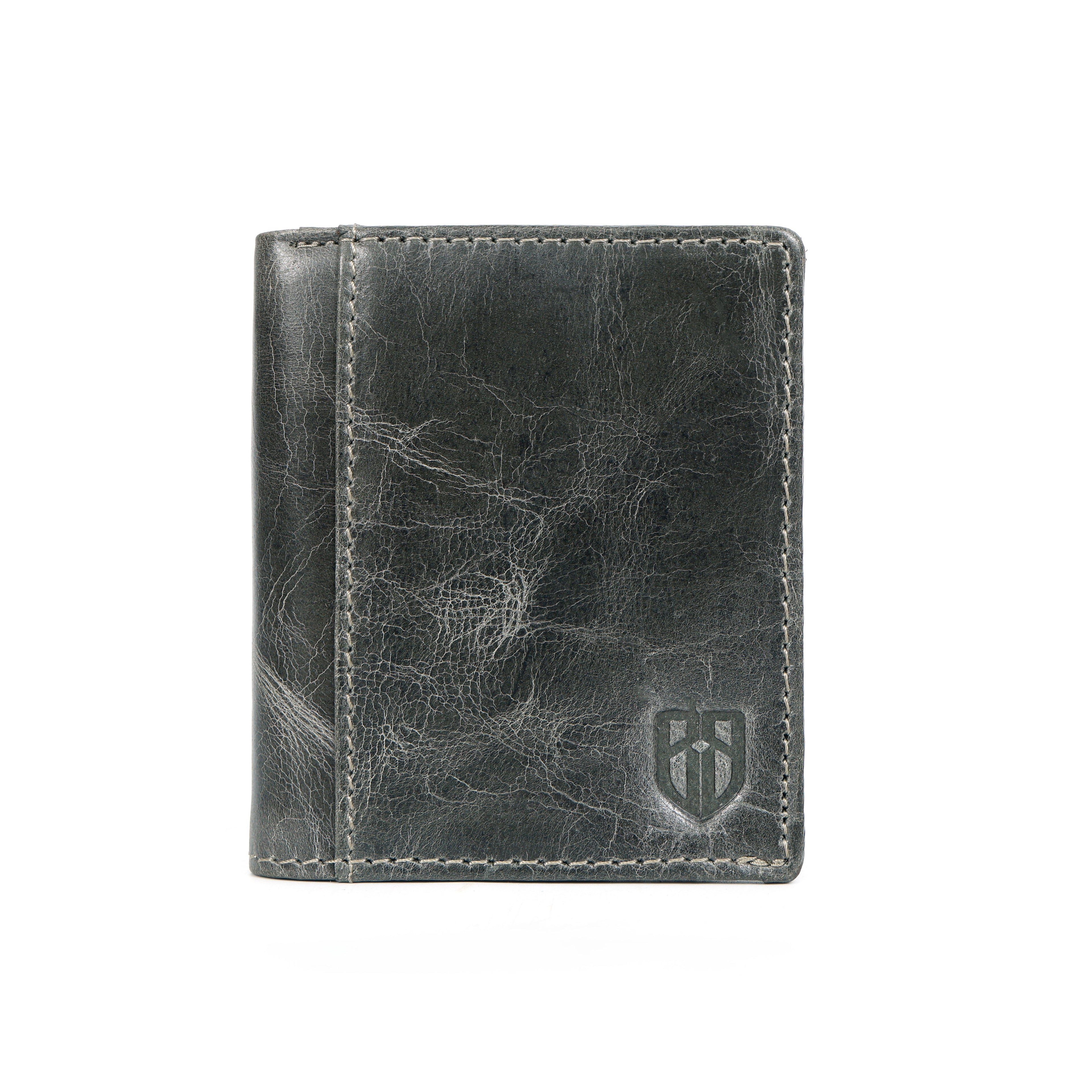 Berbanto Vintage Slate Bifold Wallet – Distressed Full-Grain Leather