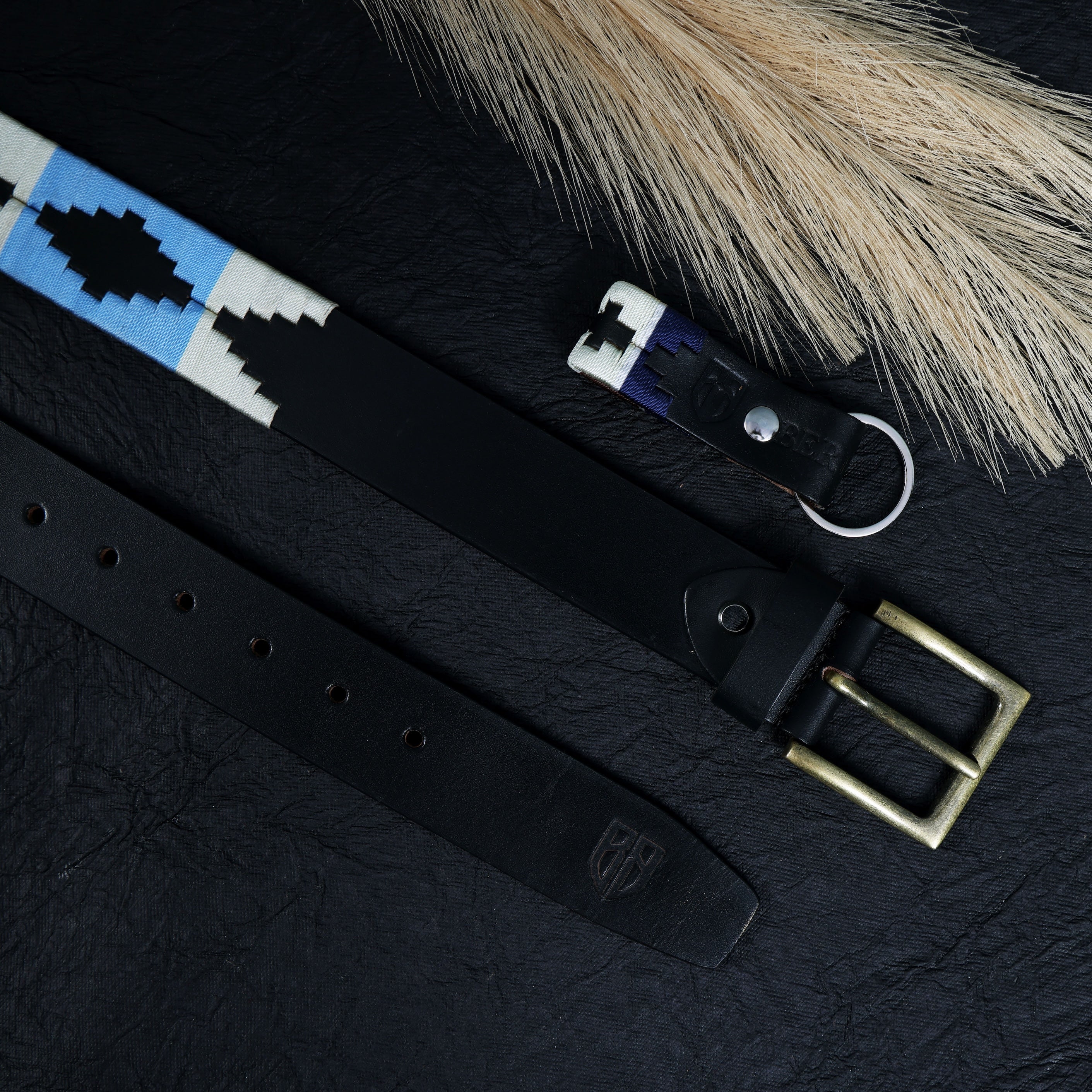 Polo Woven Black Leather Belt – Handcrafted Argentinian-Inspired Embroidered Belt with Golden Buckle