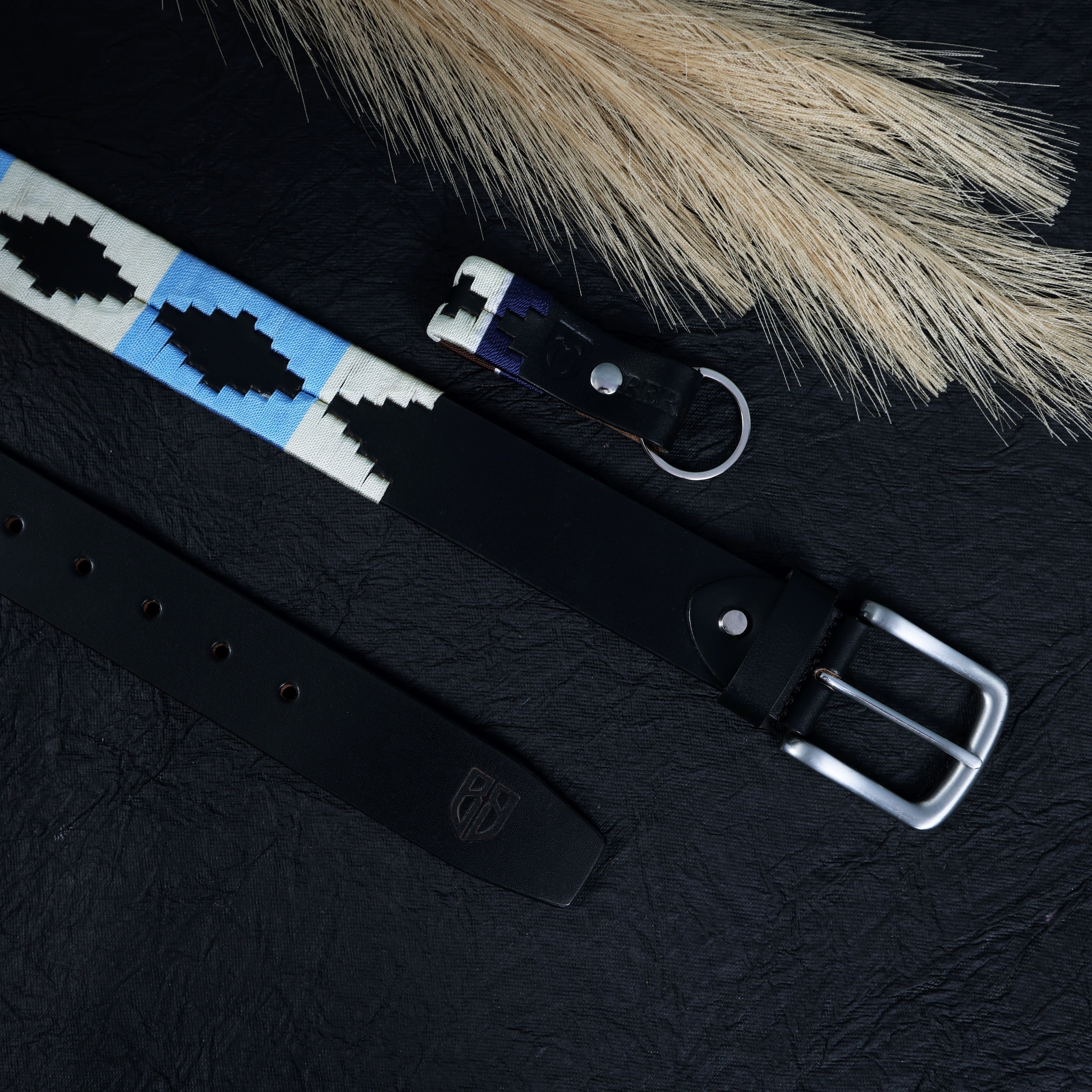 Polo Woven Black Leather Belt – Handcrafted Argentinian-Inspired Embroidered Belt with Silver Buckle