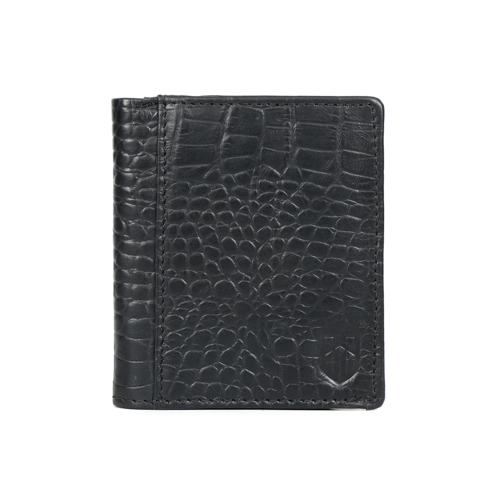 Berbanto Obsidian Croco Bifold Wallet – Full-Grain Leather
