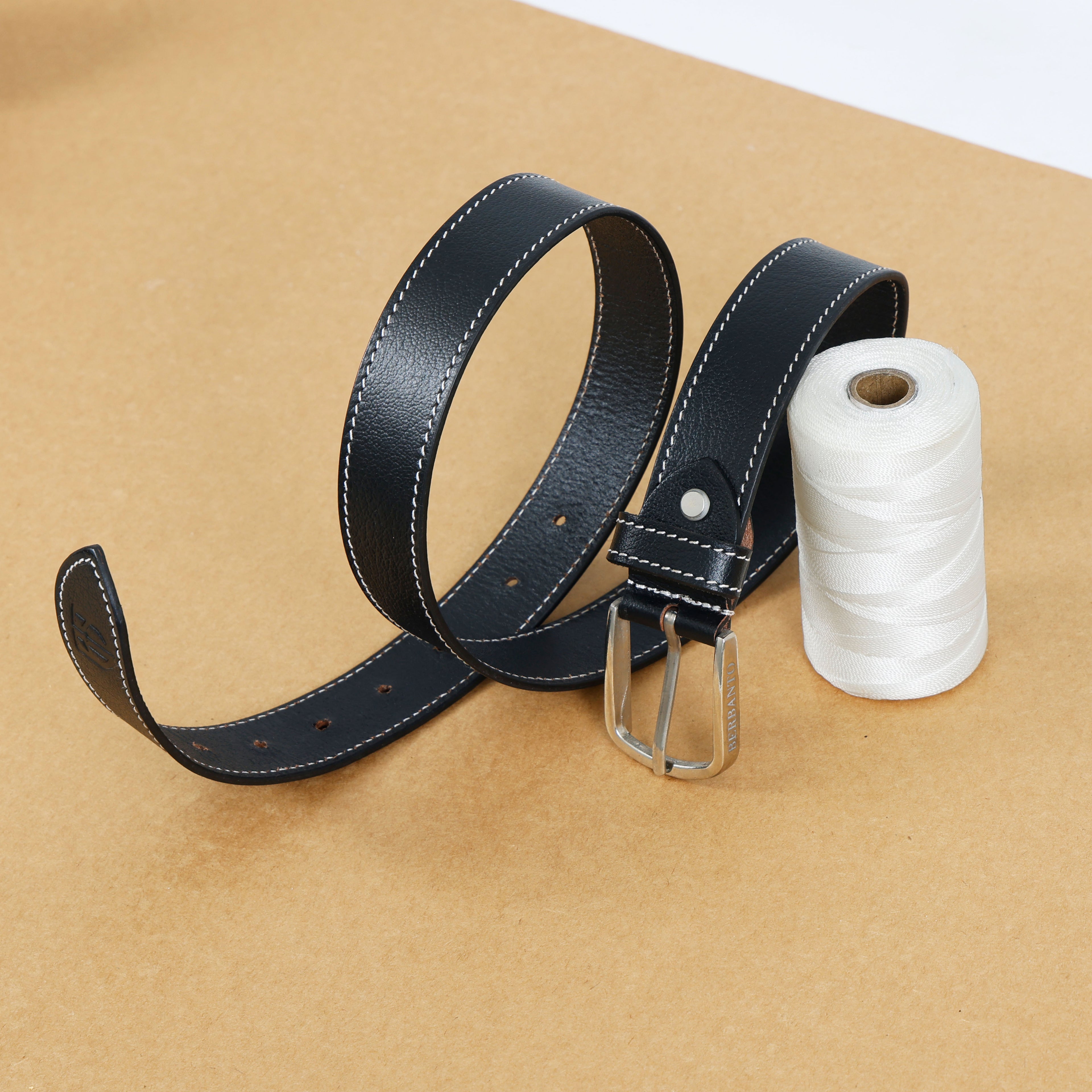 Berbanto Milano Stitch Leather Belt - Black