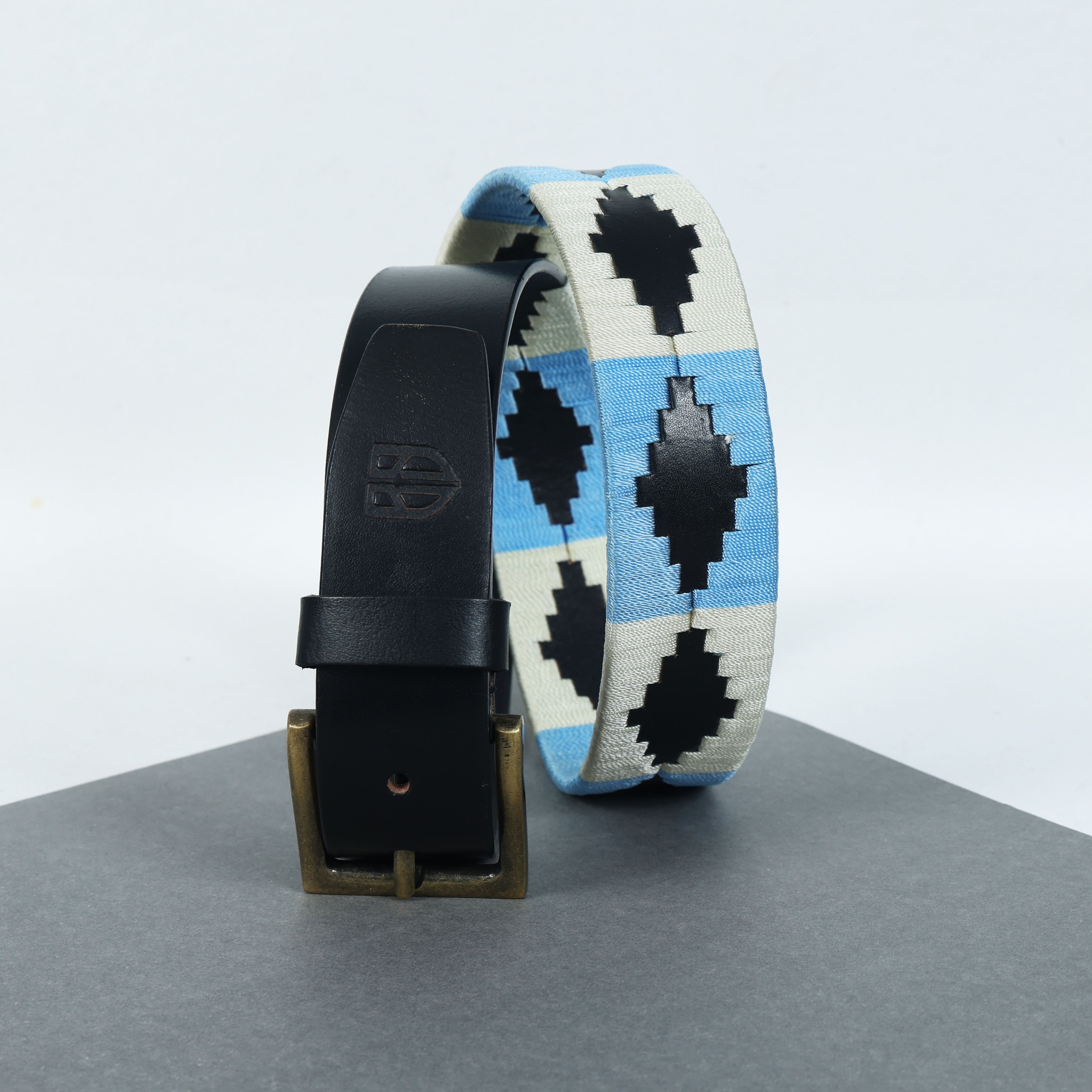 Polo Woven Black Leather Belt – Handcrafted Argentinian-Inspired Embroidered Belt with Golden Buckle