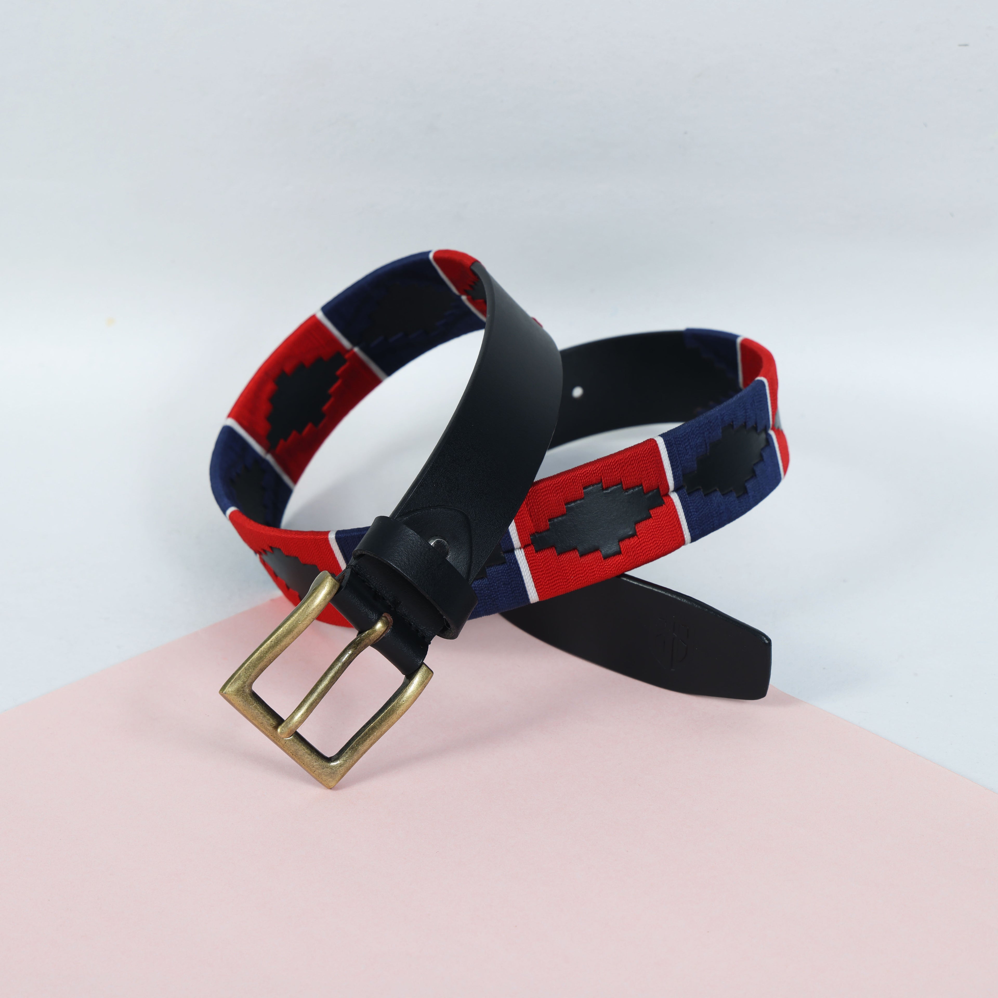Polo Woven Black Leather Belt – Handcrafted Argentinian-Inspired Embroidered Belt with Golden Buckle