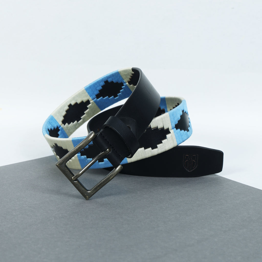 Polo Woven Black Leather Belt – Handcrafted Argentinian-Inspired Embroidered Belt with Antique Buckle