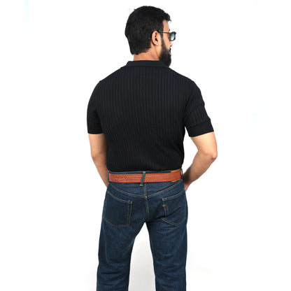 Berbanto Two Tone Tan Leather Western Belt with Western Engraved Silver Buckle + Free Antique Plain Buckle