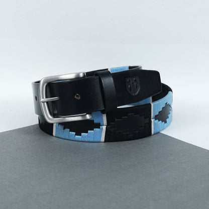 Polo Woven Black Leather Belt – Handcrafted Argentinian-Inspired Embroidered Belt with Silver Buckle