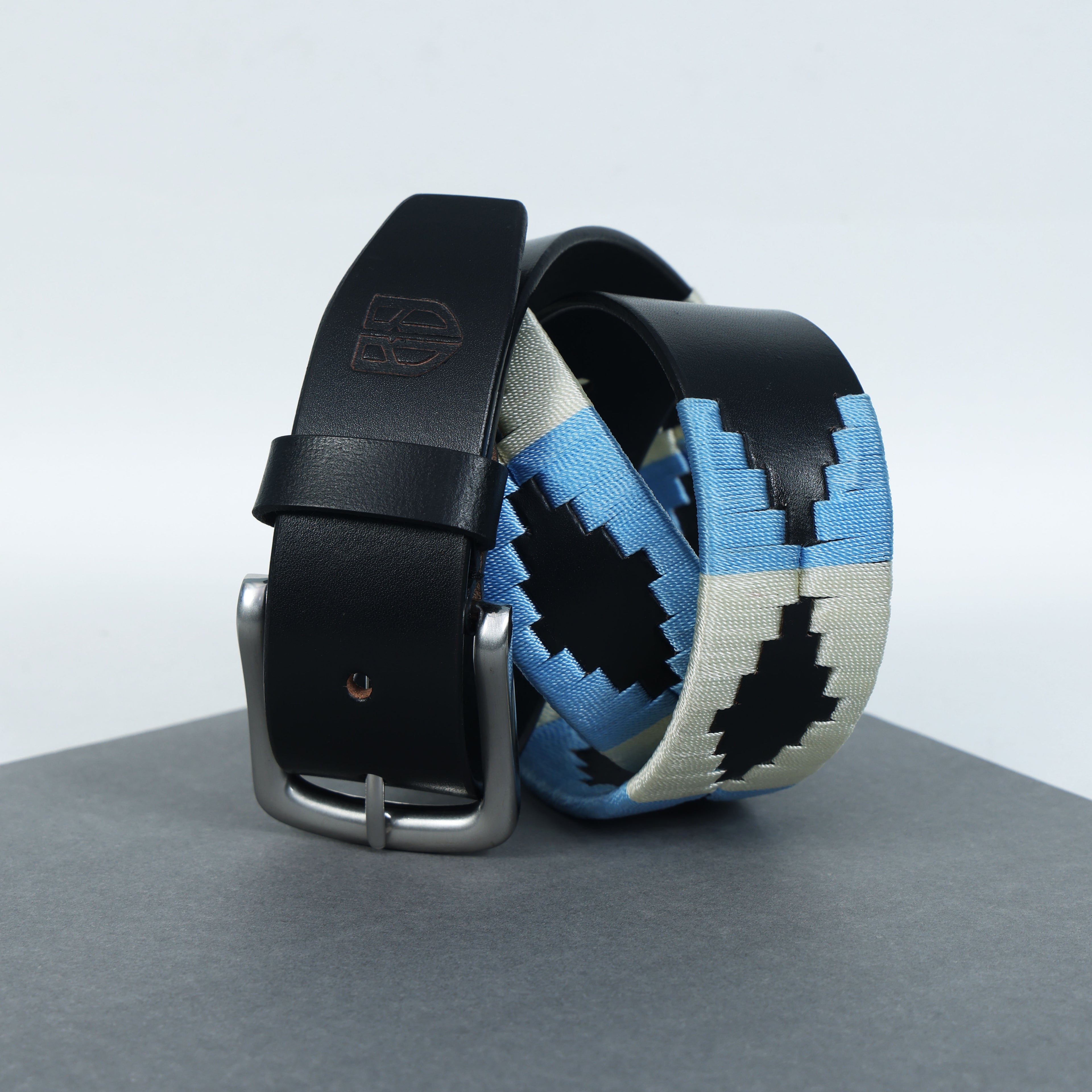 Polo Woven Black Leather Belt – Handcrafted Argentinian-Inspired Embroidered Belt with Silver Buckle