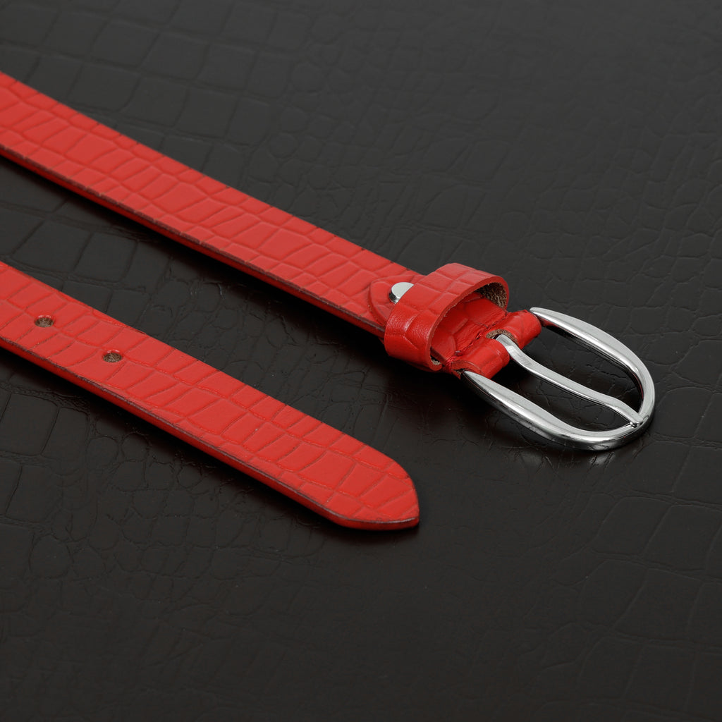 Berbanto Serpina – Rouge Red Top-Grain Leather Snake Texture Belt