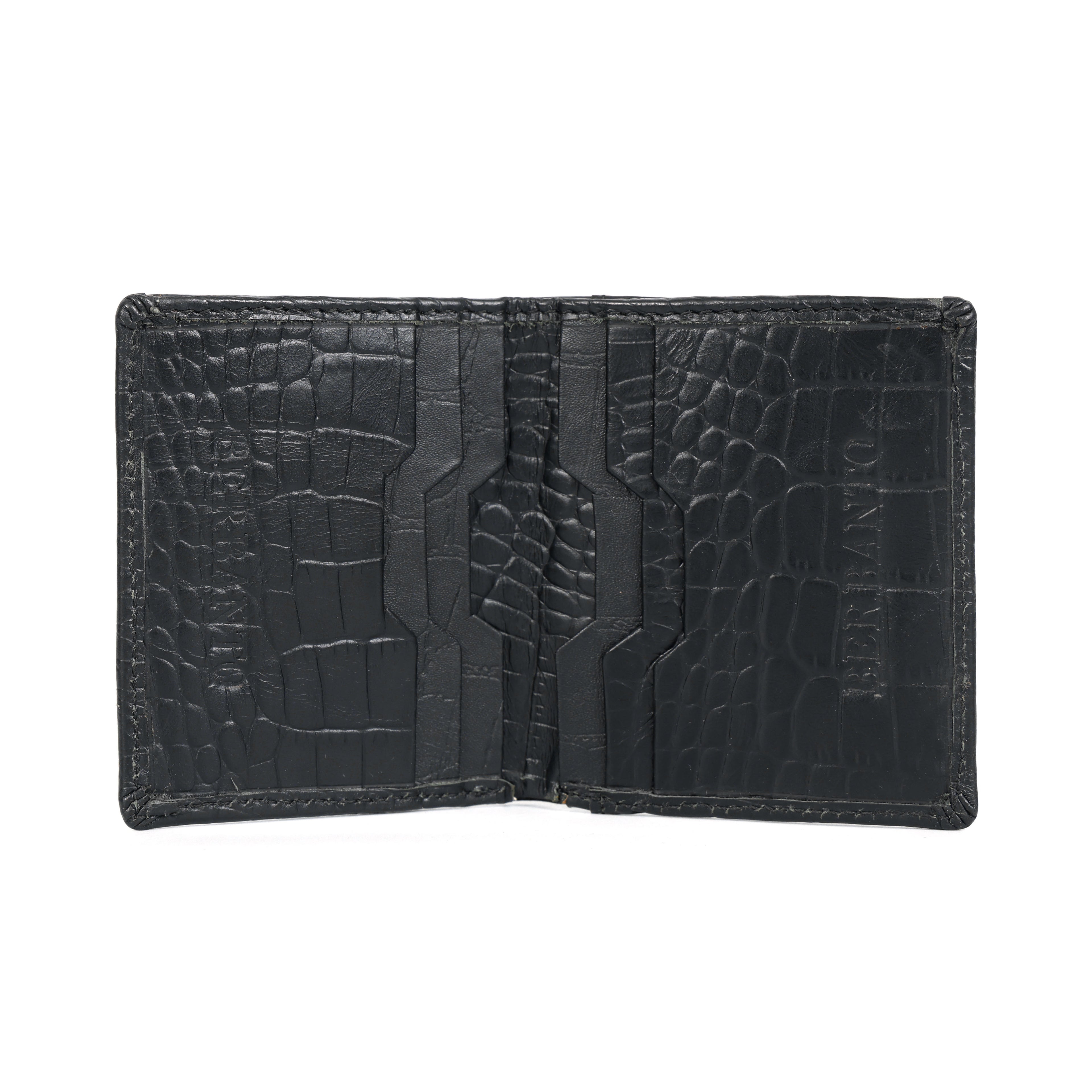 Berbanto Obsidian Croco Bifold Wallet – Full-Grain Leather