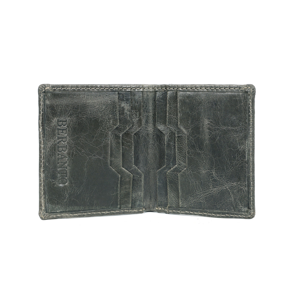 Berbanto Vintage Slate Bifold Wallet – Distressed Full-Grain Leather