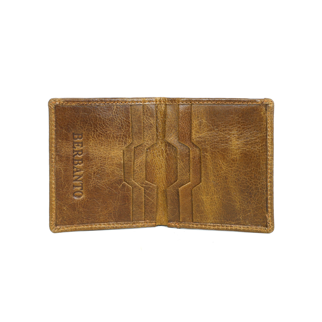 Berbanto Antique Saddle Bifold Wallet – Distressed Full-Grain Leather