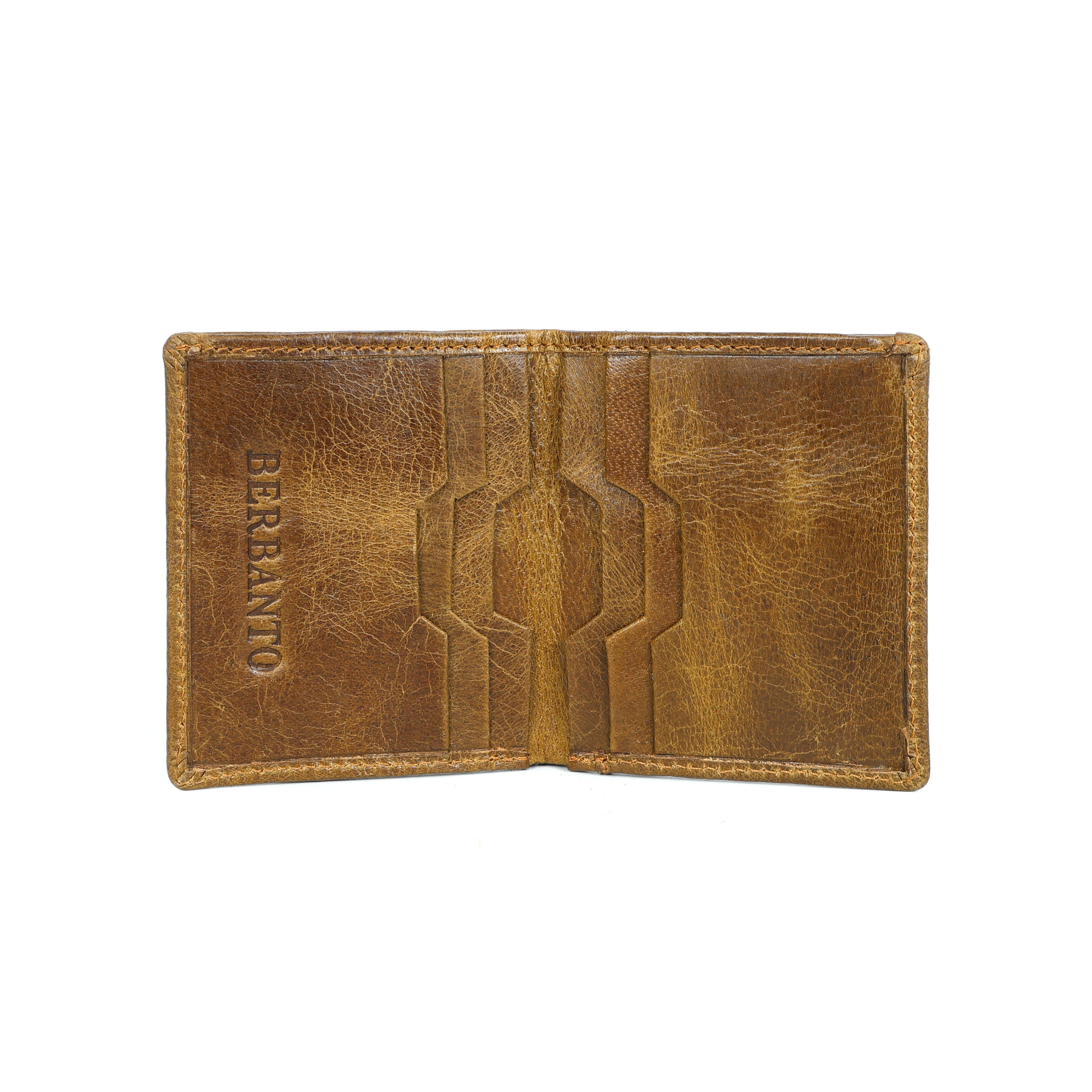 Berbanto Antique Saddle Bifold Wallet – Distressed Full-Grain Leather