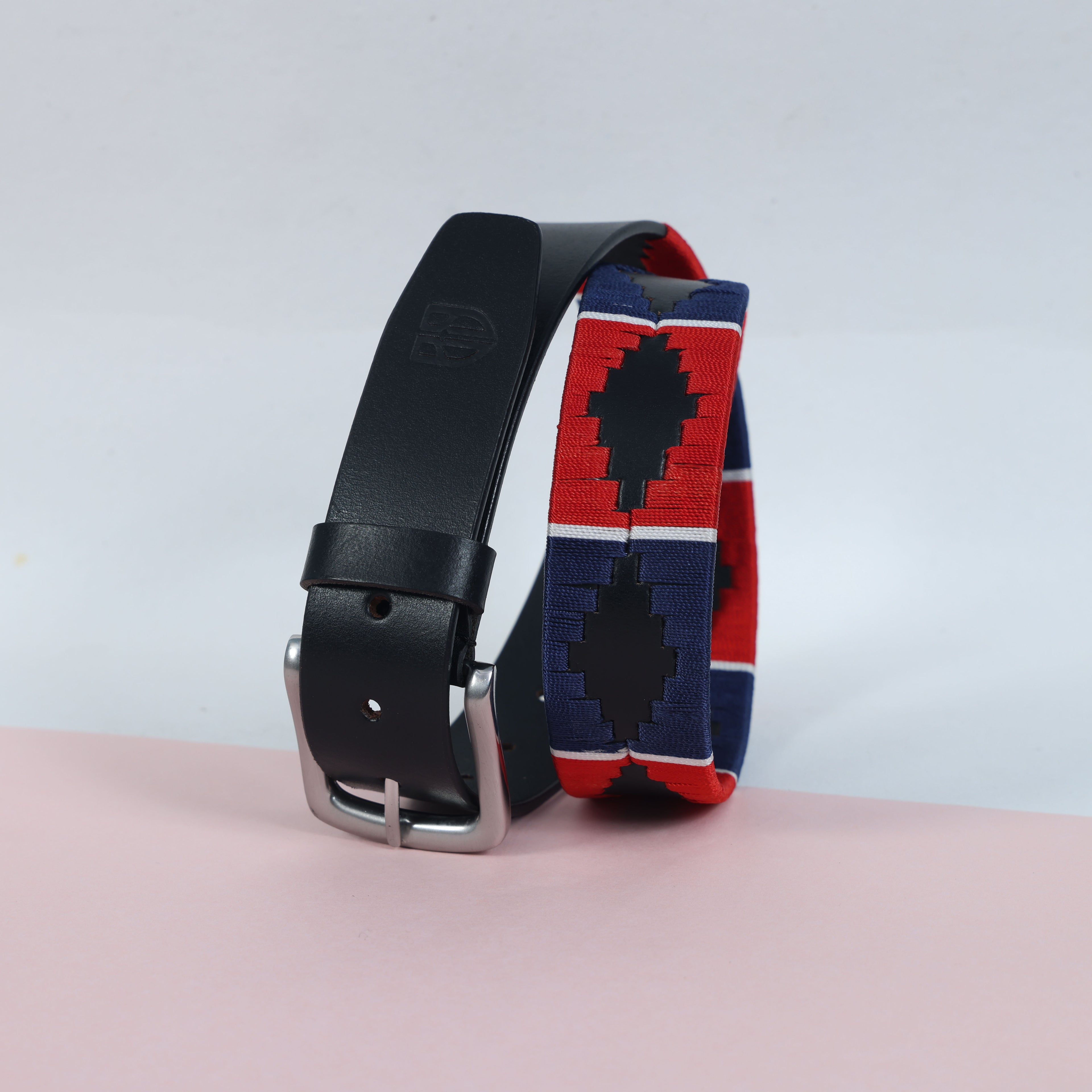 Polo Woven Black Leather Belt – Handcrafted Argentinian-Inspired Embroidered Belt with Silver Buckle