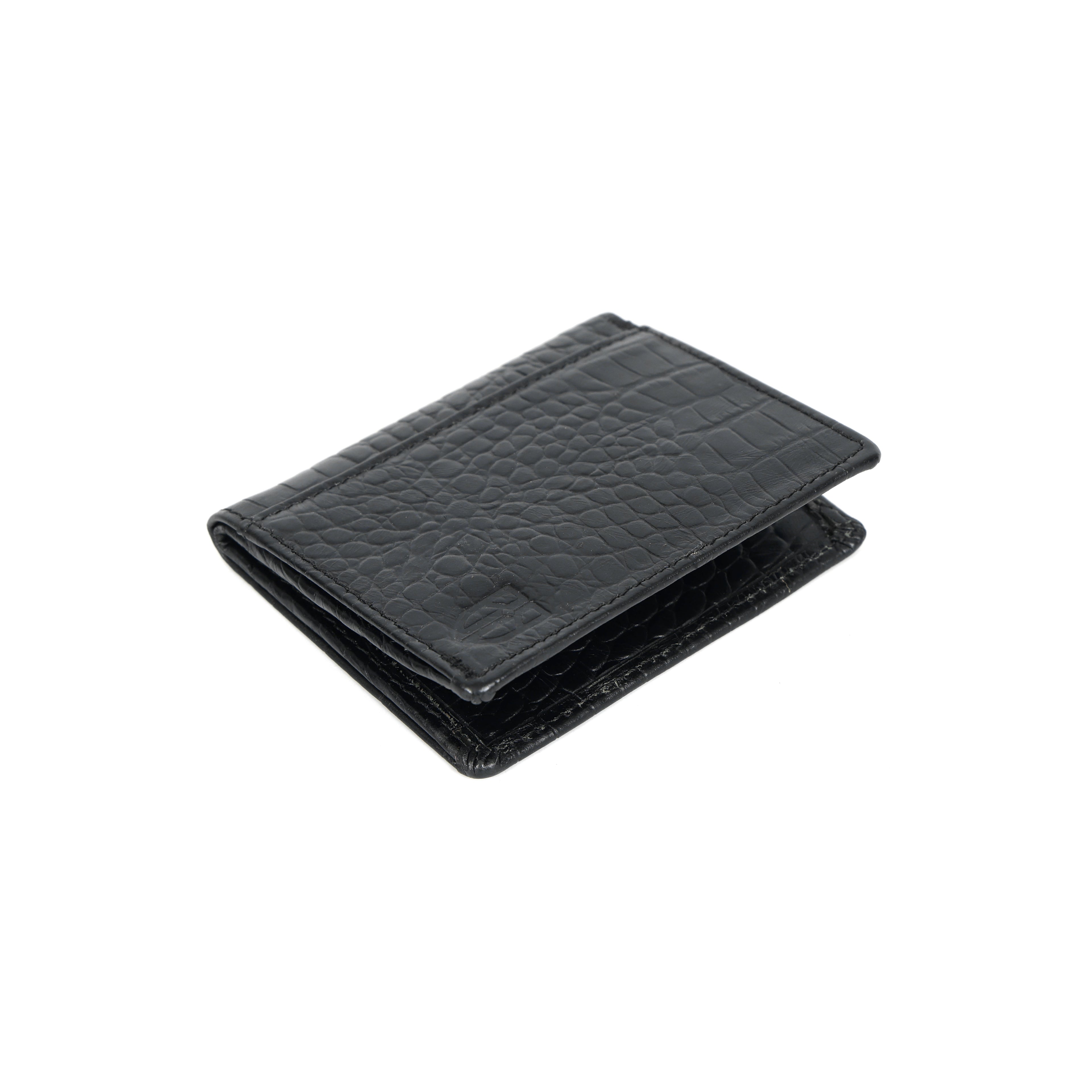 Berbanto Obsidian Croco Bifold Wallet – Full-Grain Leather