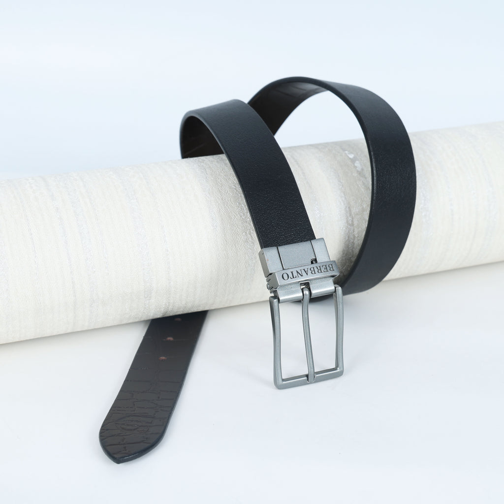 Premium Reversible Belt – Single Leather | Croc & Full-Grain | No-Paste Craftsmanship