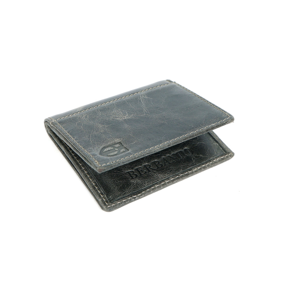 Berbanto Vintage Slate Bifold Wallet – Distressed Full-Grain Leather