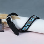 Blue Horizon Gaucho Beaded Leather Belt – Handcrafted Argentinian Diamond Pattern Belt