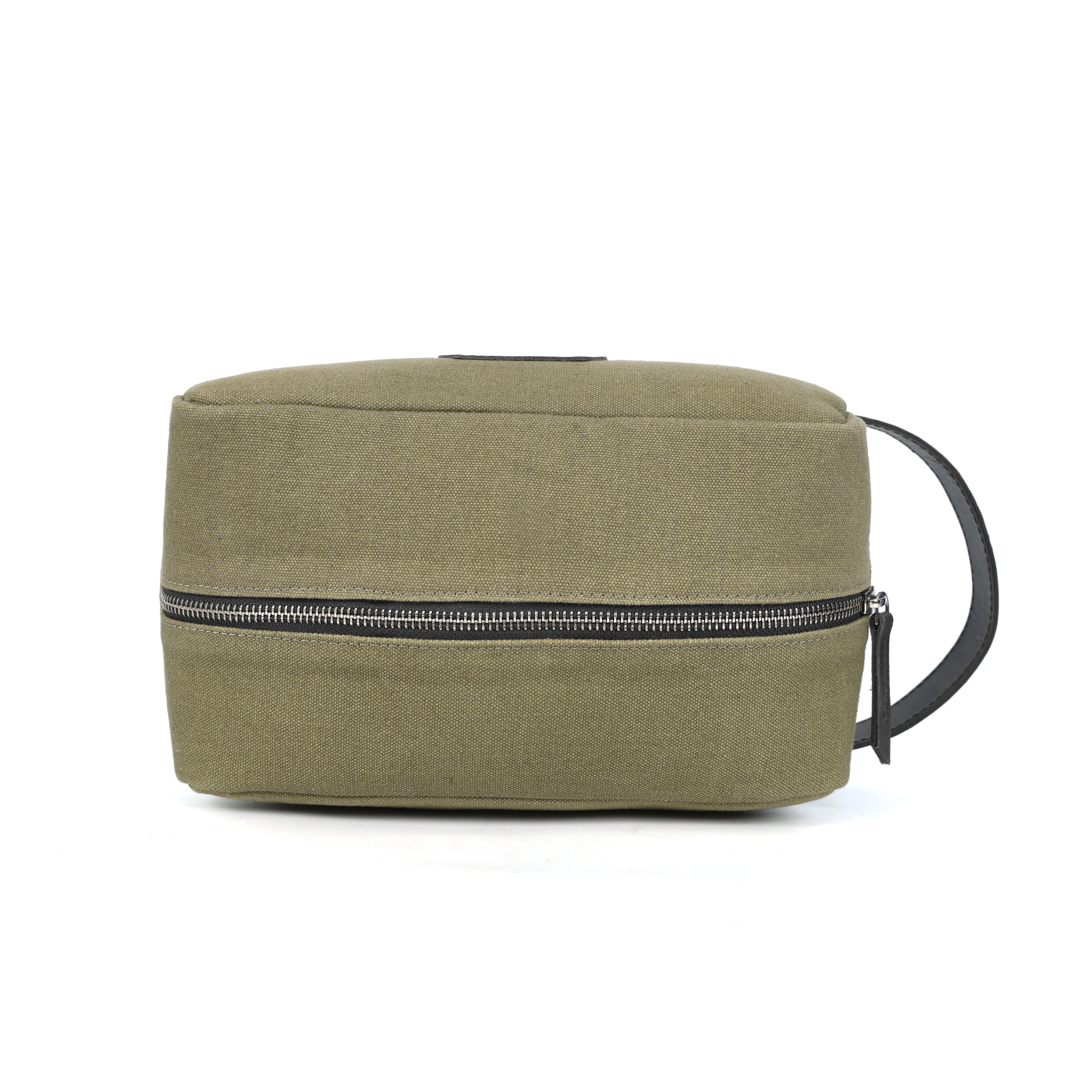 Urban Voyager Dopp Kit – Olive Canvas & Black Leather Travel Toiletry Bag