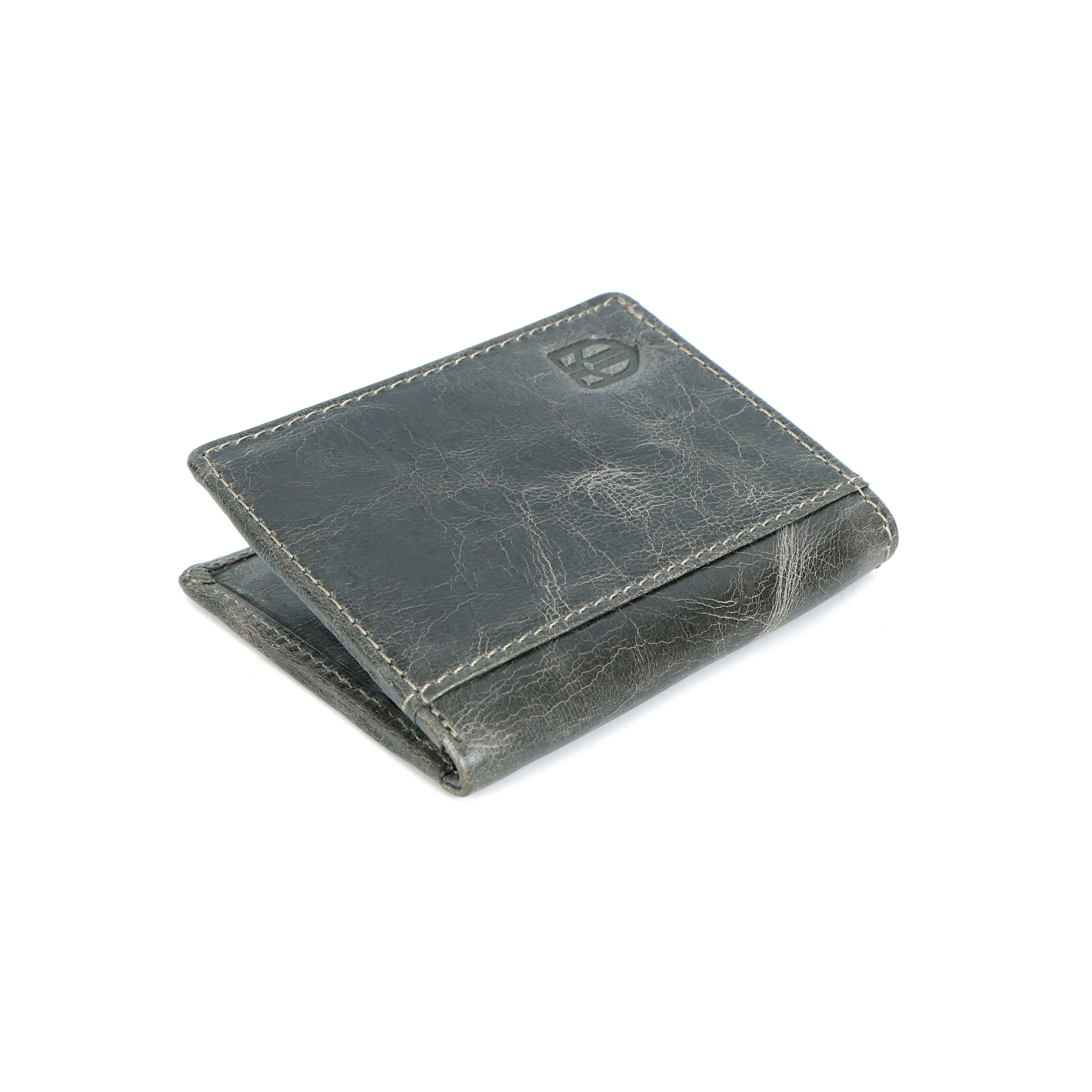 Berbanto Vintage Slate Bifold Wallet – Distressed Full-Grain Leather