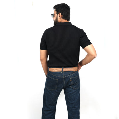 Berbanto Natural Leather Western Belt with Western Engraved Silver Buckle + Free Antique Plain Buckle
