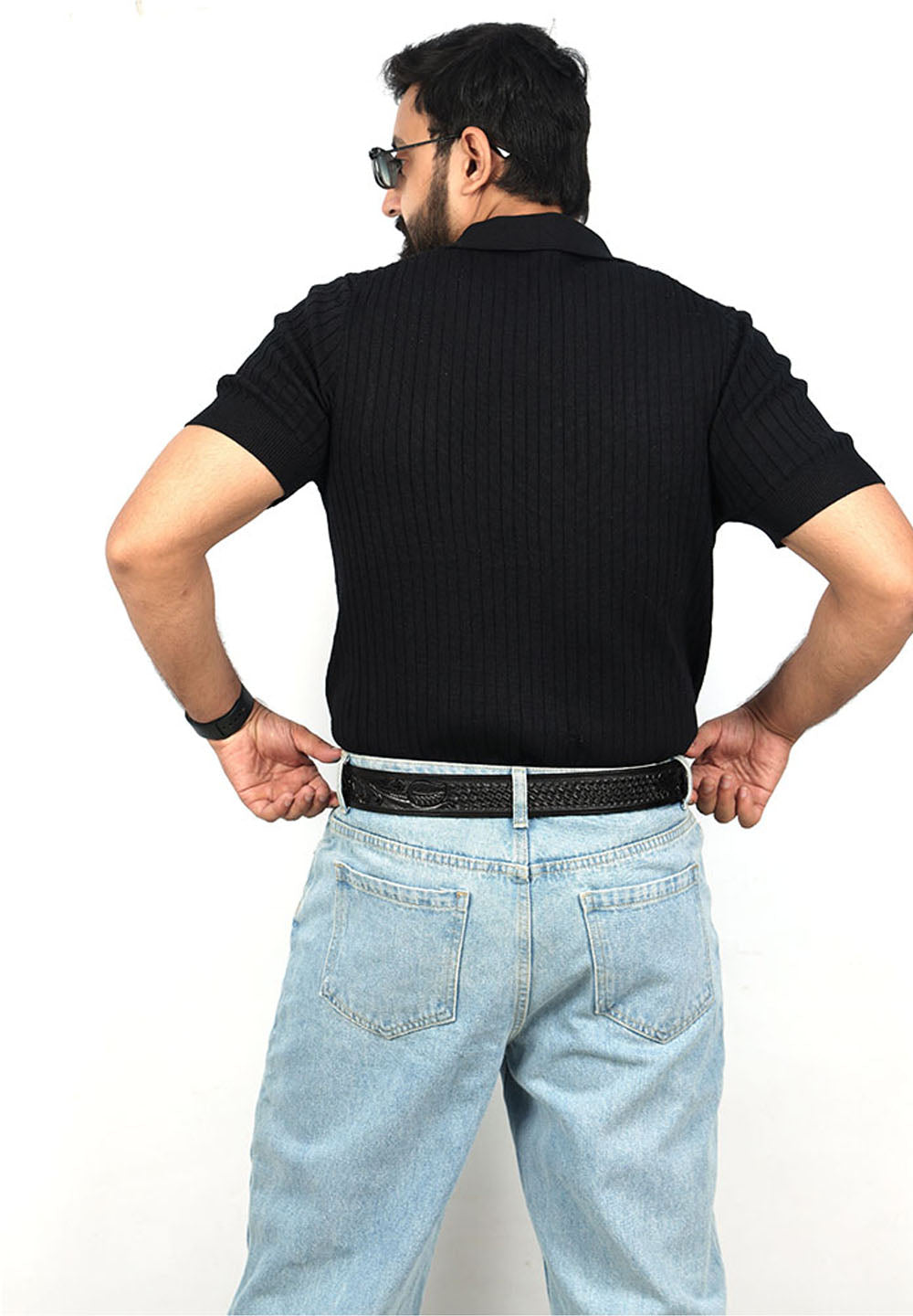 Black Leather Western Belt with Western Engraved Black Buckle + Free Antique Plain Buckle